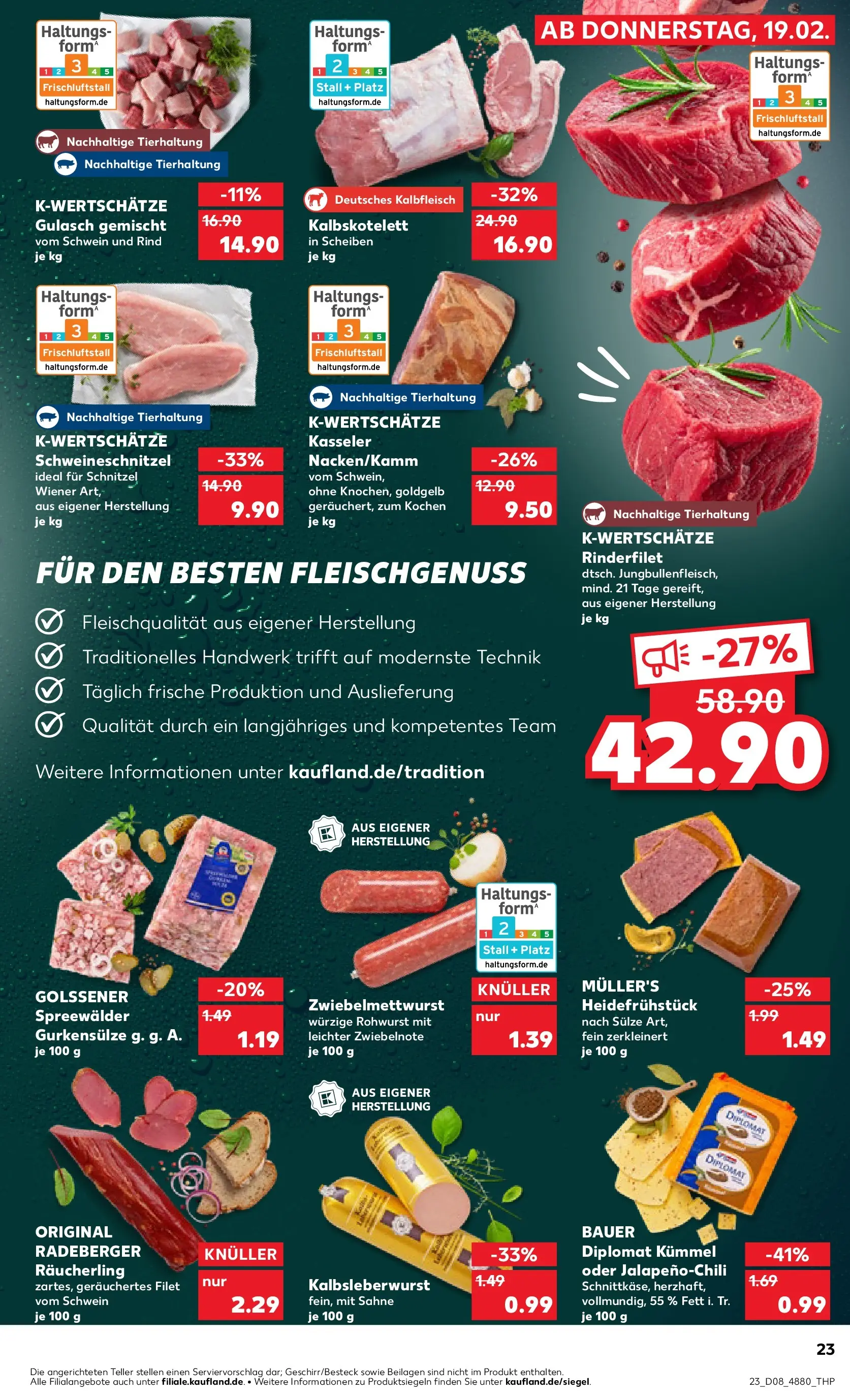 Prospekt Kaufland ab 18.02.2026 » Angebote Online zum Blättern | Seite: 31 | Produkte: Rinderfilet, Schnitzel, Gulasch, Sahne