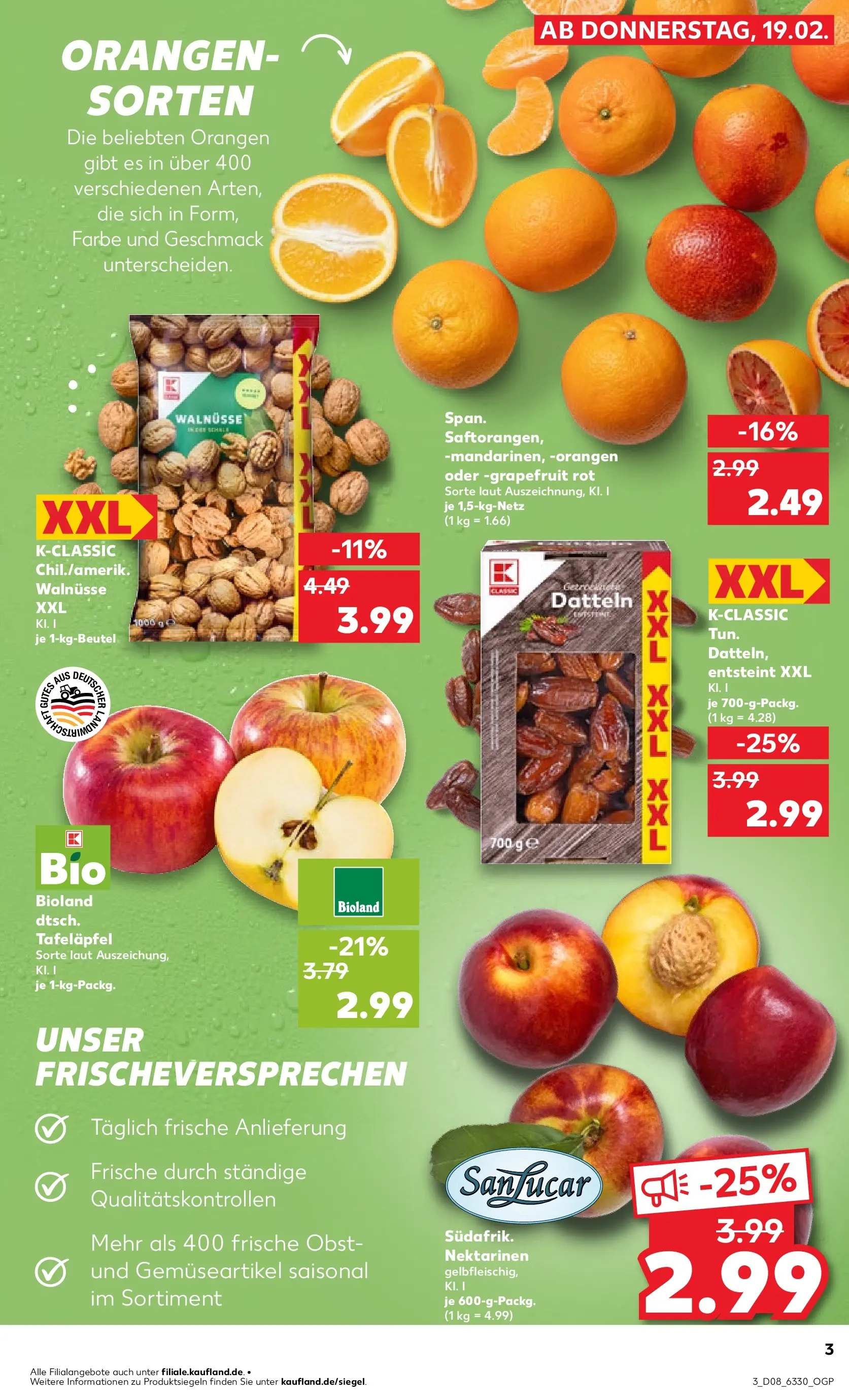 Prospekt Kaufland ab 19.02.2026 » Angebote Online zum Blättern | Seite: 15 | Produkte: Walnüsse, Nektarinen, Orangen, Obst