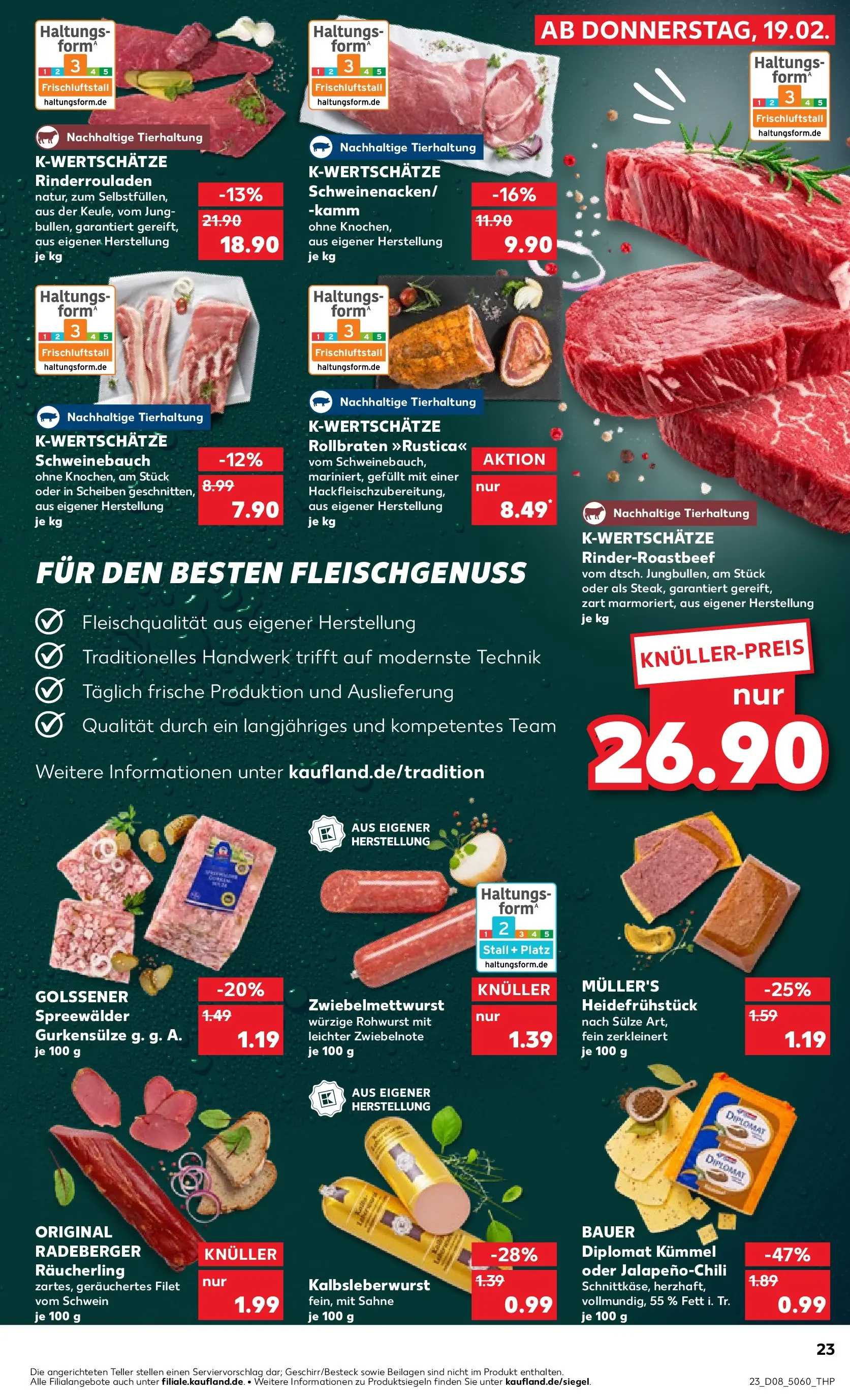 Prospekt Kaufland ab 19.02.2026 » Angebote Online zum Blättern | Seite: 35 | Produkte: Rinderrouladen, Schweinebauch, Sahne