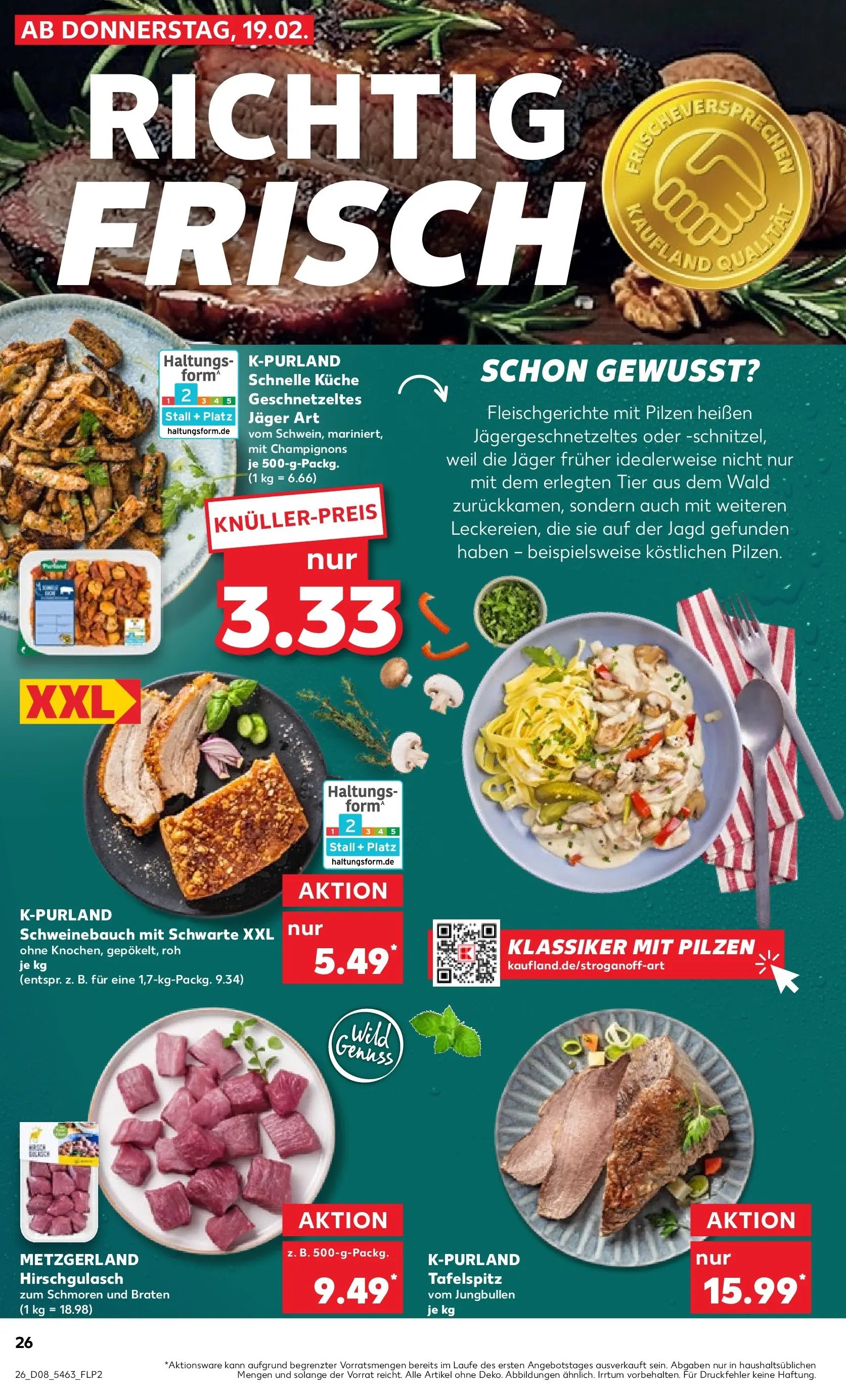 Prospekt Kaufland ab 19.02.2026 » Angebote Online zum Blättern | Seite: 38 | Produkte: Tafelspitz, Schweinebauch, Küche, Champignons