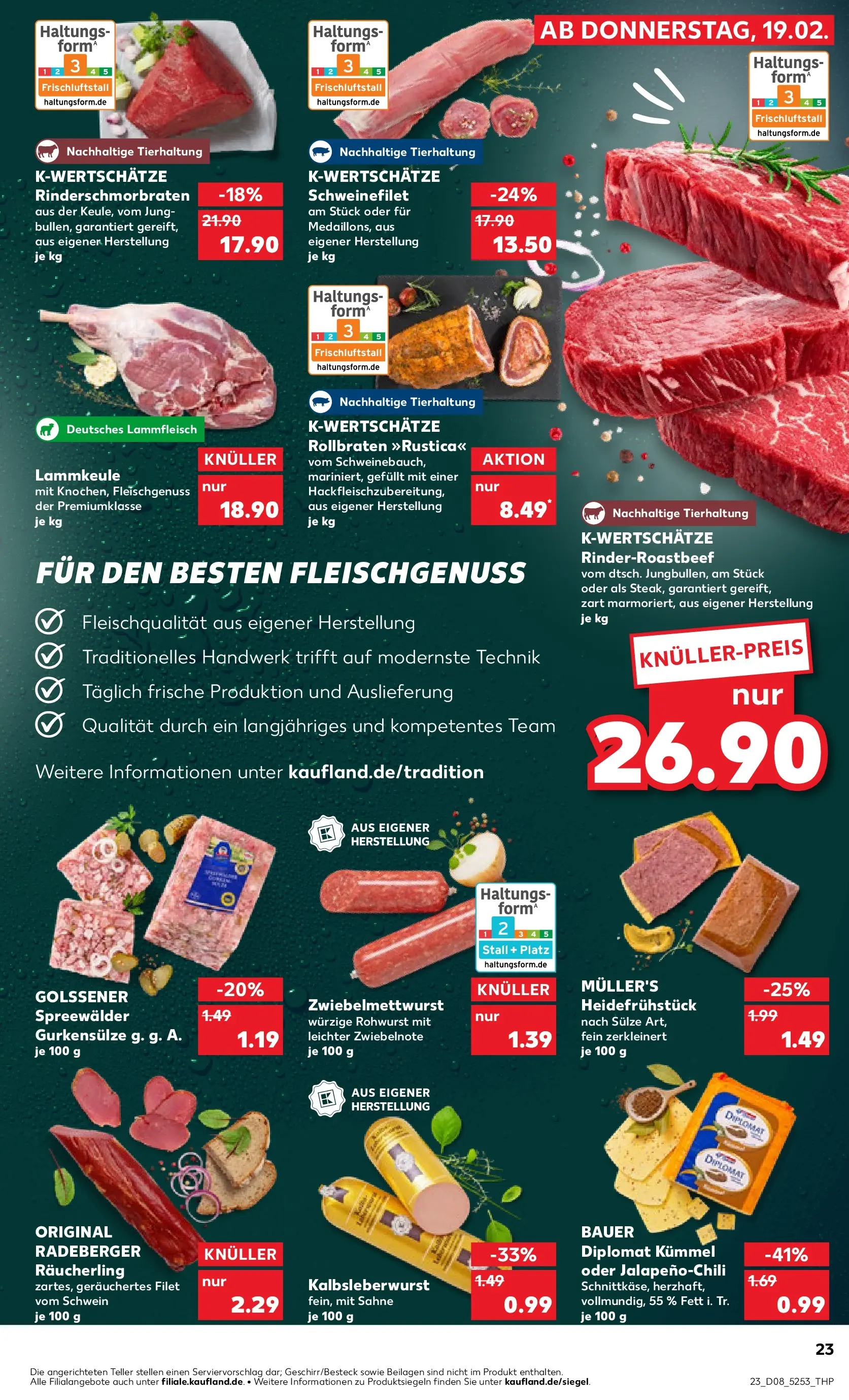Prospekt Kaufland ab 18.02.2026 » Angebote Online zum Blättern | Seite: 31 | Produkte: Lammkeule, Schweinebauch, Schweinefilet, Sahne