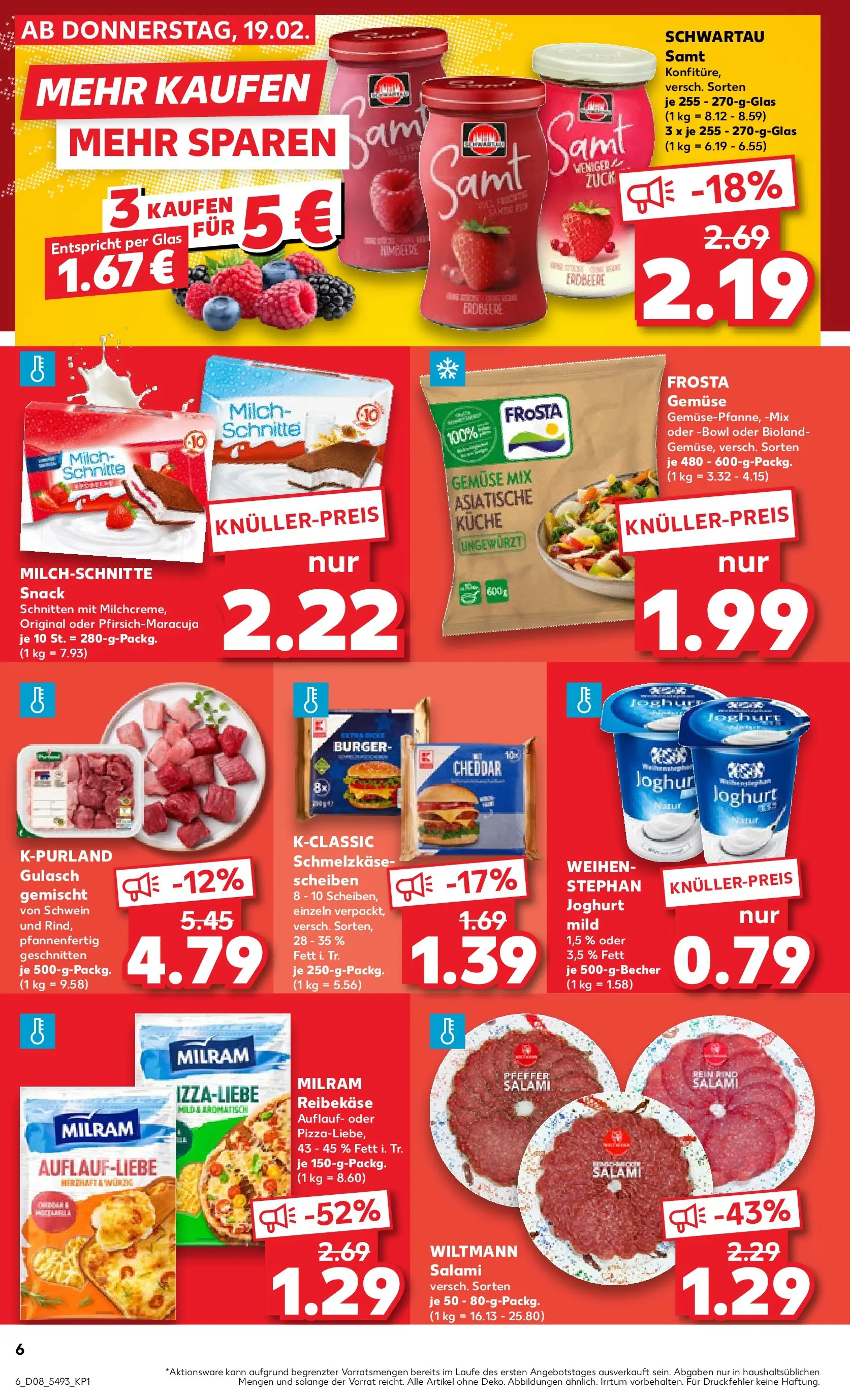 Prospekt Kaufland ab 19.02.2026 » Angebote Online zum Blättern | Seite: 14 | Produkte: Joghurt, Schwartau samt, Burger, Gulasch