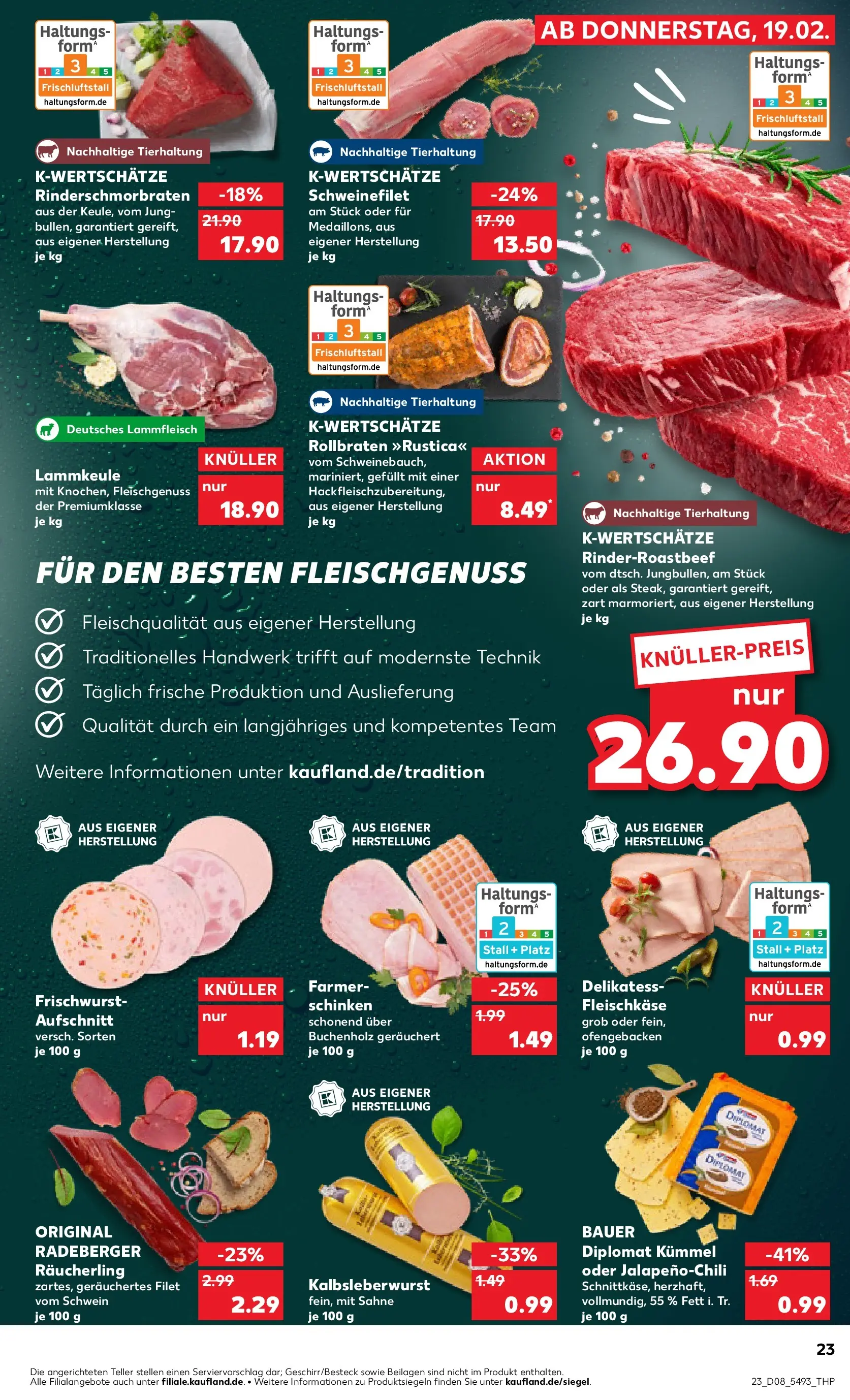 Prospekt Kaufland ab 19.02.2026 » Angebote Online zum Blättern | Seite: 31 | Produkte: Lammkeule, Schweinefilet, Schinken, Sahne