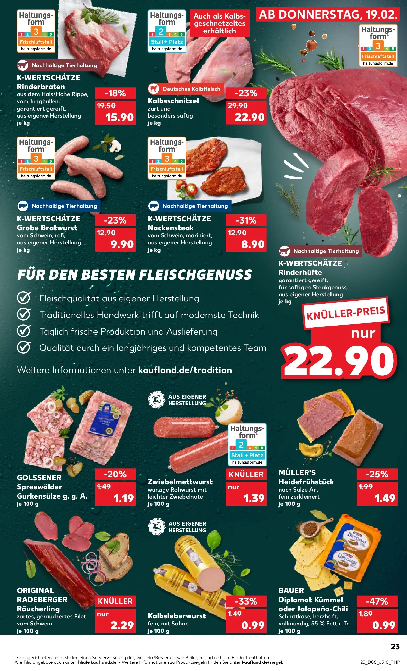 Prospekt Kaufland ab 19.02.2026 » Angebote Online zum Blättern | Seite: 31 | Produkte: Rinderbraten, Bratwurst, Steak, Sahne
