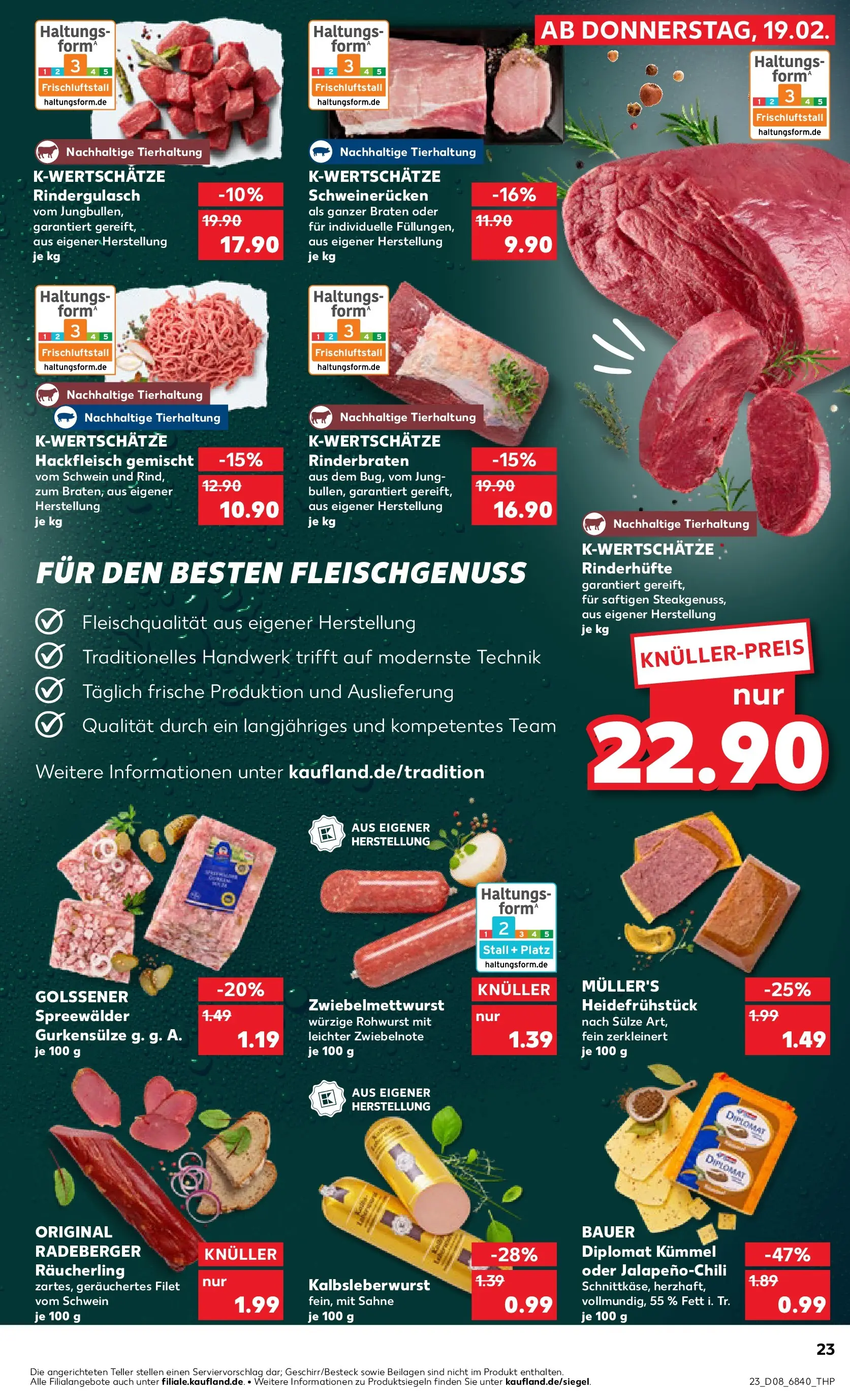 Prospekt Kaufland ab 19.02.2026 » Angebote Online zum Blättern | Seite: 31 | Produkte: Rinderbraten, Rindergulasch, Schweinerucken, Sahne