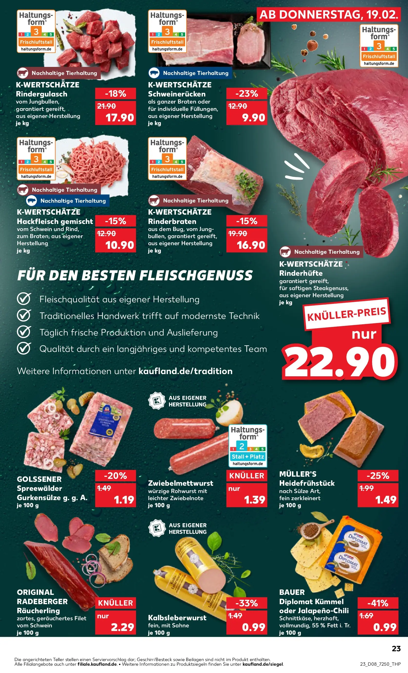 Prospekt Kaufland ab 19.02.2026 » Angebote und Werbung Online | Seite: 31 | Produkte: Rinderbraten, Rindergulasch, Schweinerucken, Hackfleisch Prospekt Kaufland ab 19.02.2026 » Angebote Online zum Blättern | Seite: 31 | Produkte: Rinderbraten, Rindergulasch, Schweinerucken, Hackfleisch