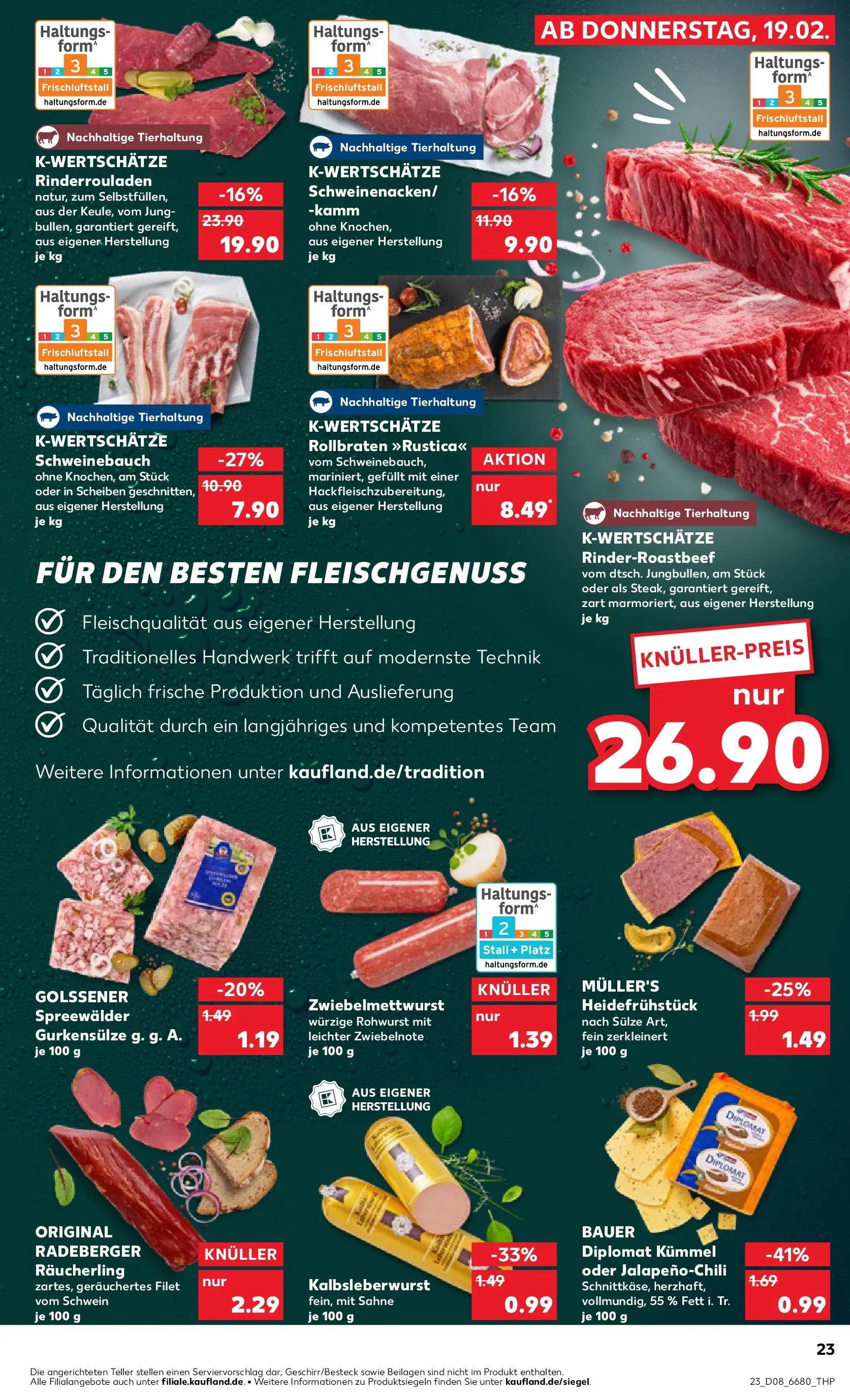 Prospekt Kaufland ab 18.02.2026 » Angebote Online zum Blättern | Seite: 31 | Produkte: Rinderrouladen, Schweinebauch, Sahne
