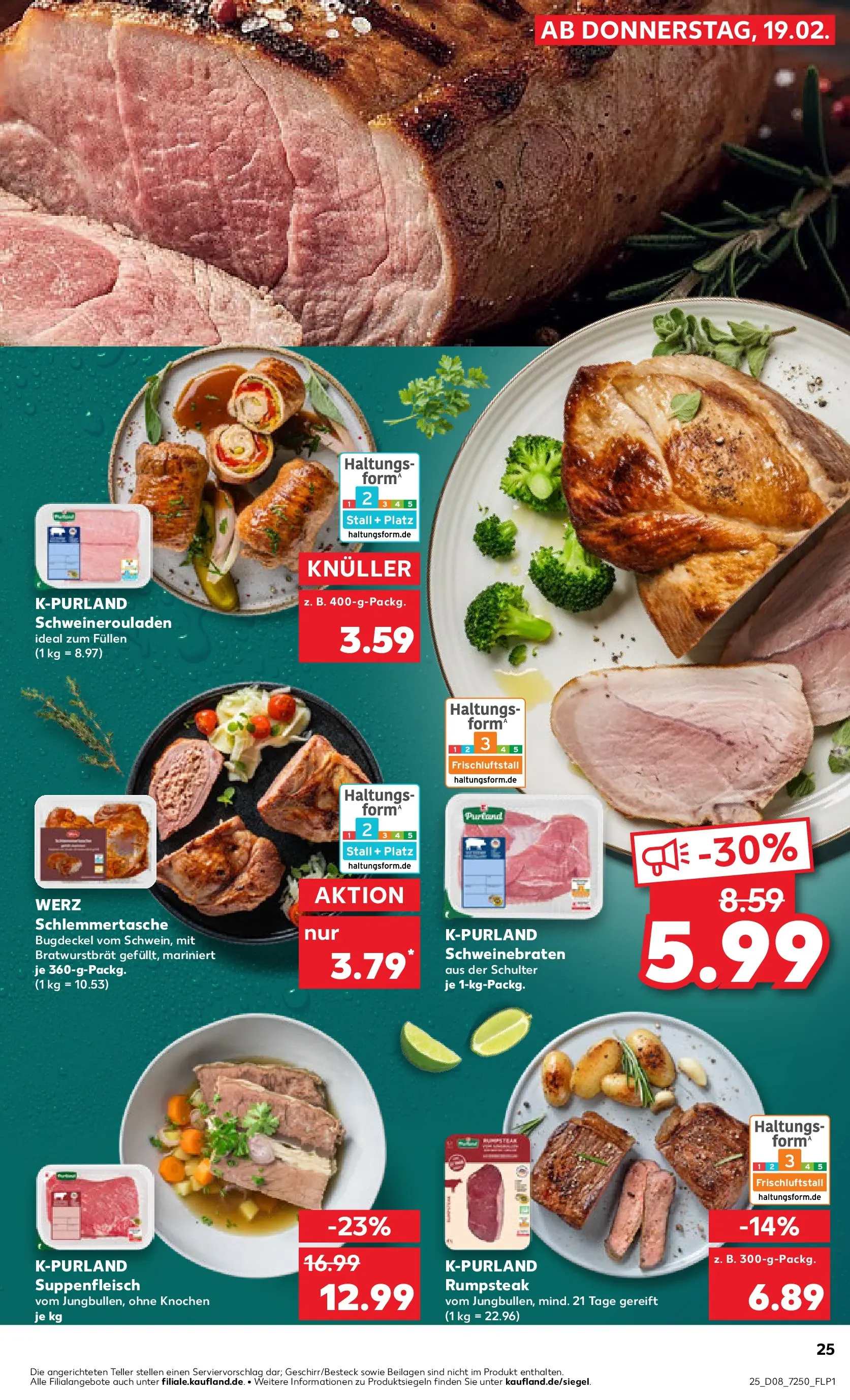 Prospekt Kaufland ab 19.02.2026 » Angebote und Werbung Online | Seite: 33 | Produkte: Rumpsteak, Suppenfleisch, Steak Prospekt Kaufland ab 19.02.2026 » Angebote Online zum Blättern | Seite: 33 | Produkte: Rumpsteak, Suppenfleisch, Steak