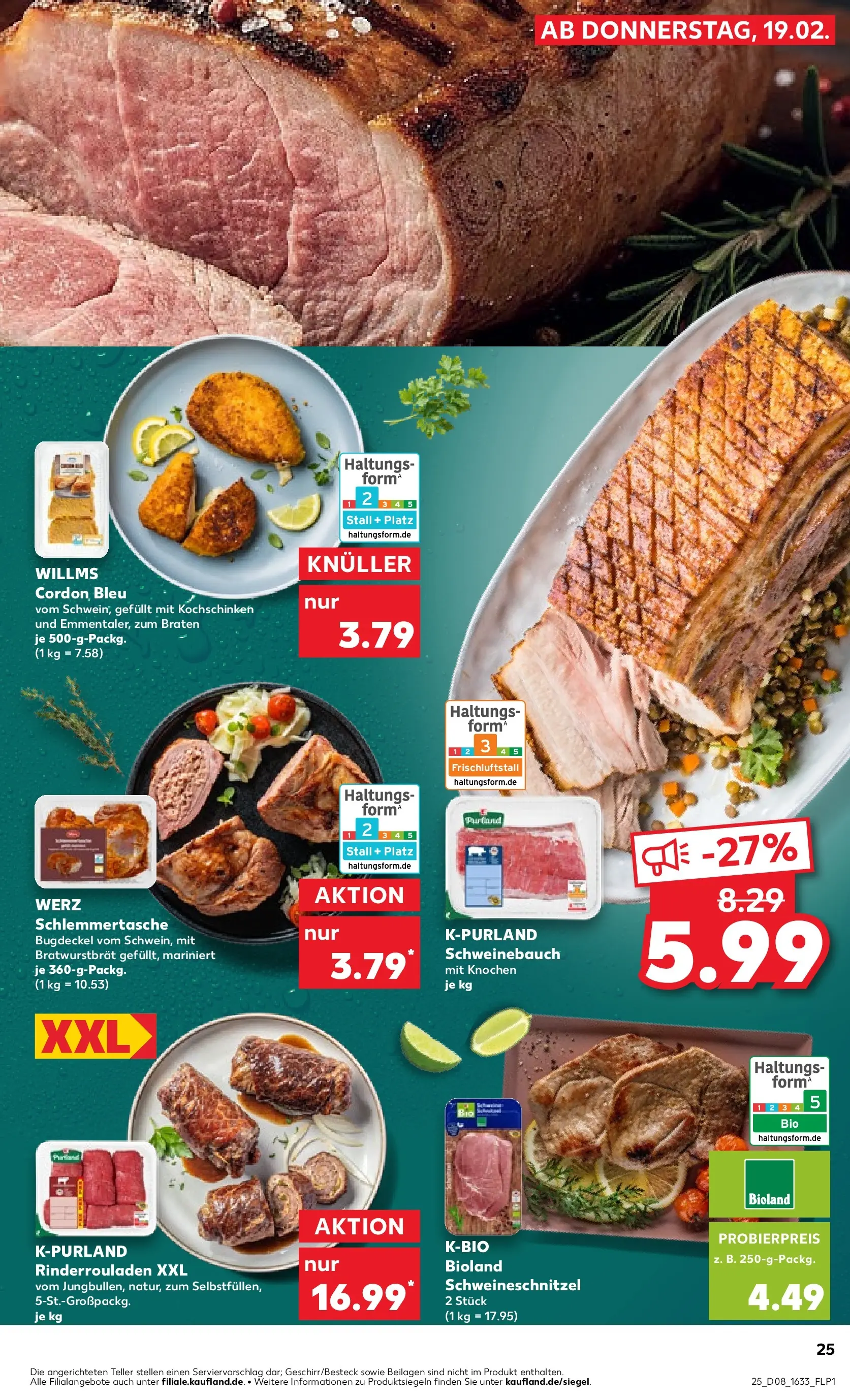 Prospekt Kaufland ab 19.02.2026 » Angebote Online zum Blättern | Seite: 37 | Produkte: Rinderrouladen, Schweinebauch, Schnitzel
