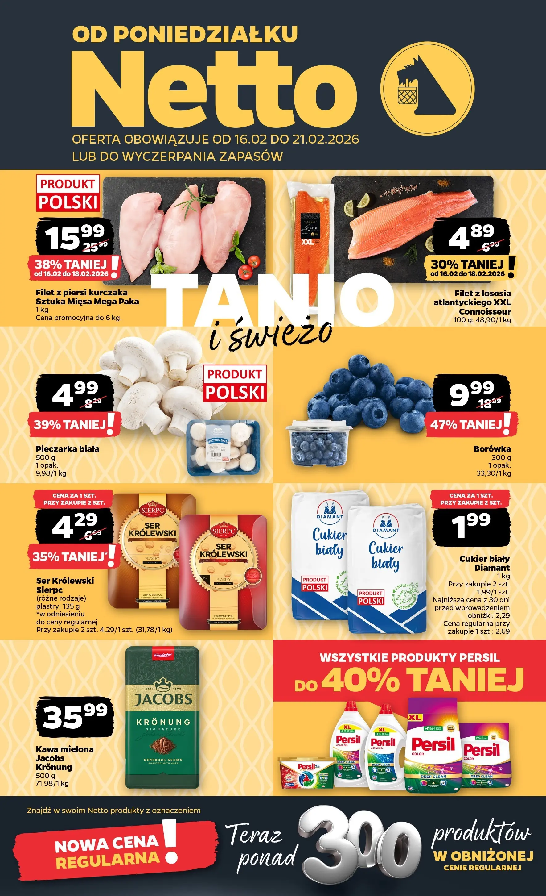 Netto - NETTO T08A ważne do 21.02.2026 od 15.02.2026 - Aktualne promocje | Strona: 1 | Produkty: Ser, Kawa, Filet z piersi kurczaka, Cukier