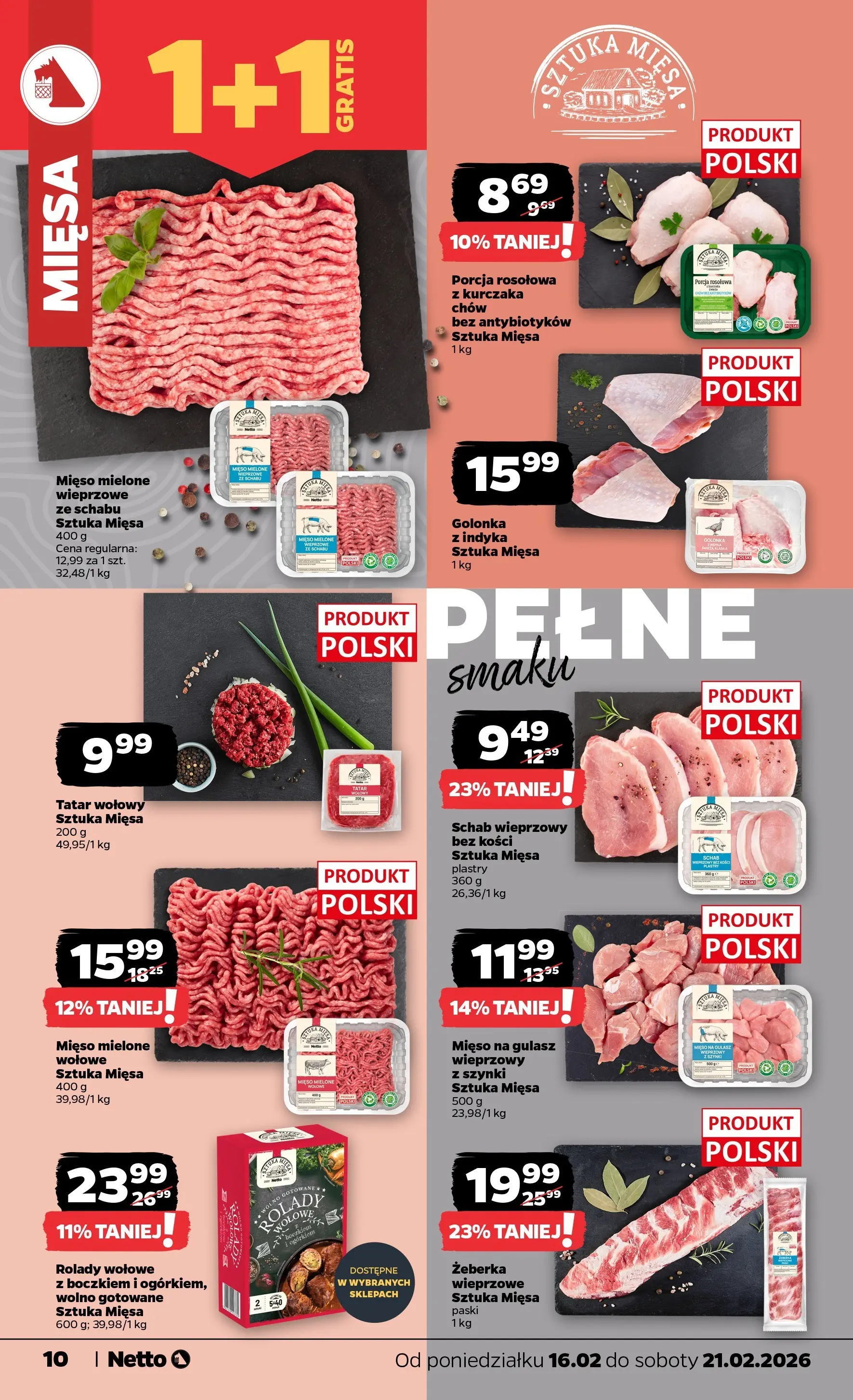 Netto - NETTO T08A ważne do 21.02.2026 od 15.02.2026 - Aktualne promocje | Strona: 10 | Produkty: Mięso, Schab wieprzowy, Wolno gotowane, Mięso mielone
