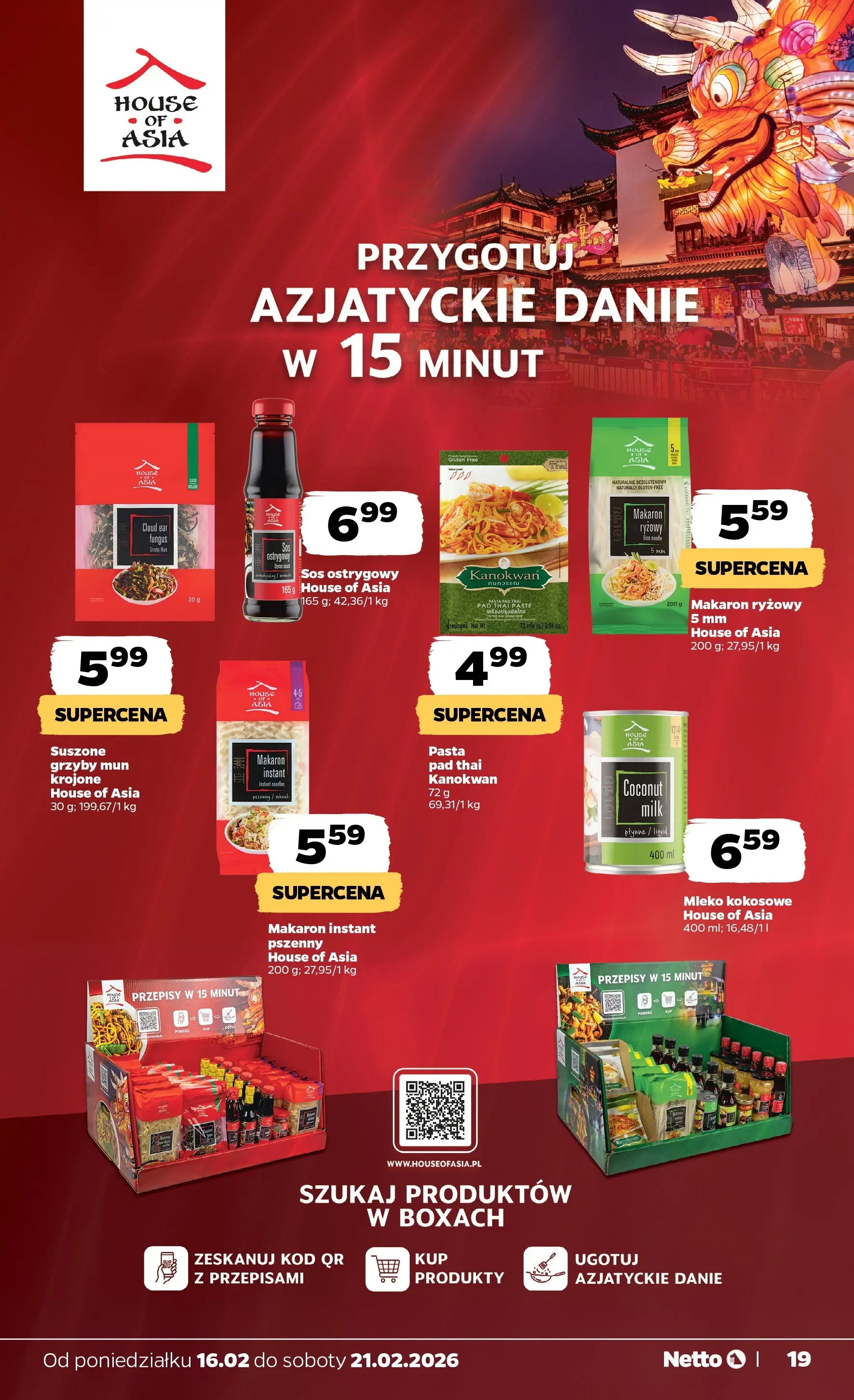Netto - NETTO T08A ważne do 21.02.2026 od 15.02.2026 - Aktualne promocje | Strona: 19 | Produkty: Grzyby mun, Makaron ryżowy, Sos ostrygowy, Mleko