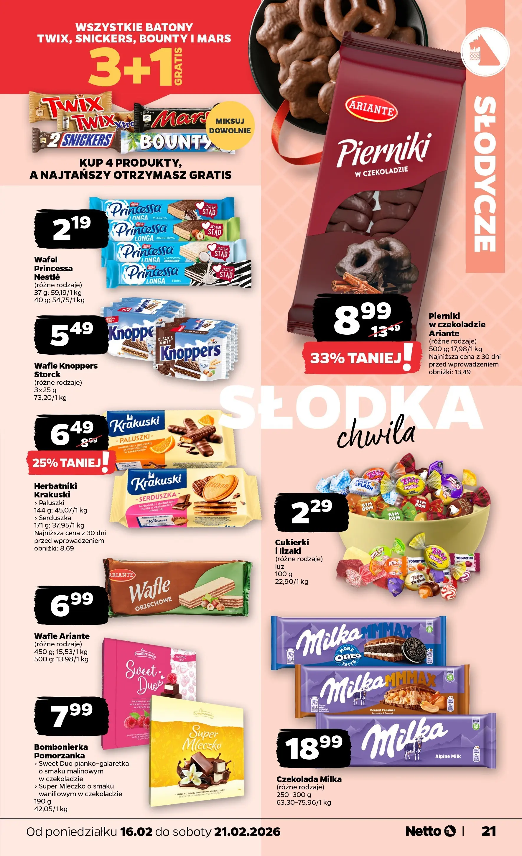 Netto - NETTO T08A ważne do 21.02.2026 od 15.02.2026 - Aktualne promocje | Strona: 21 | Produkty: Galaretka, Wafle, Milka, Masło
