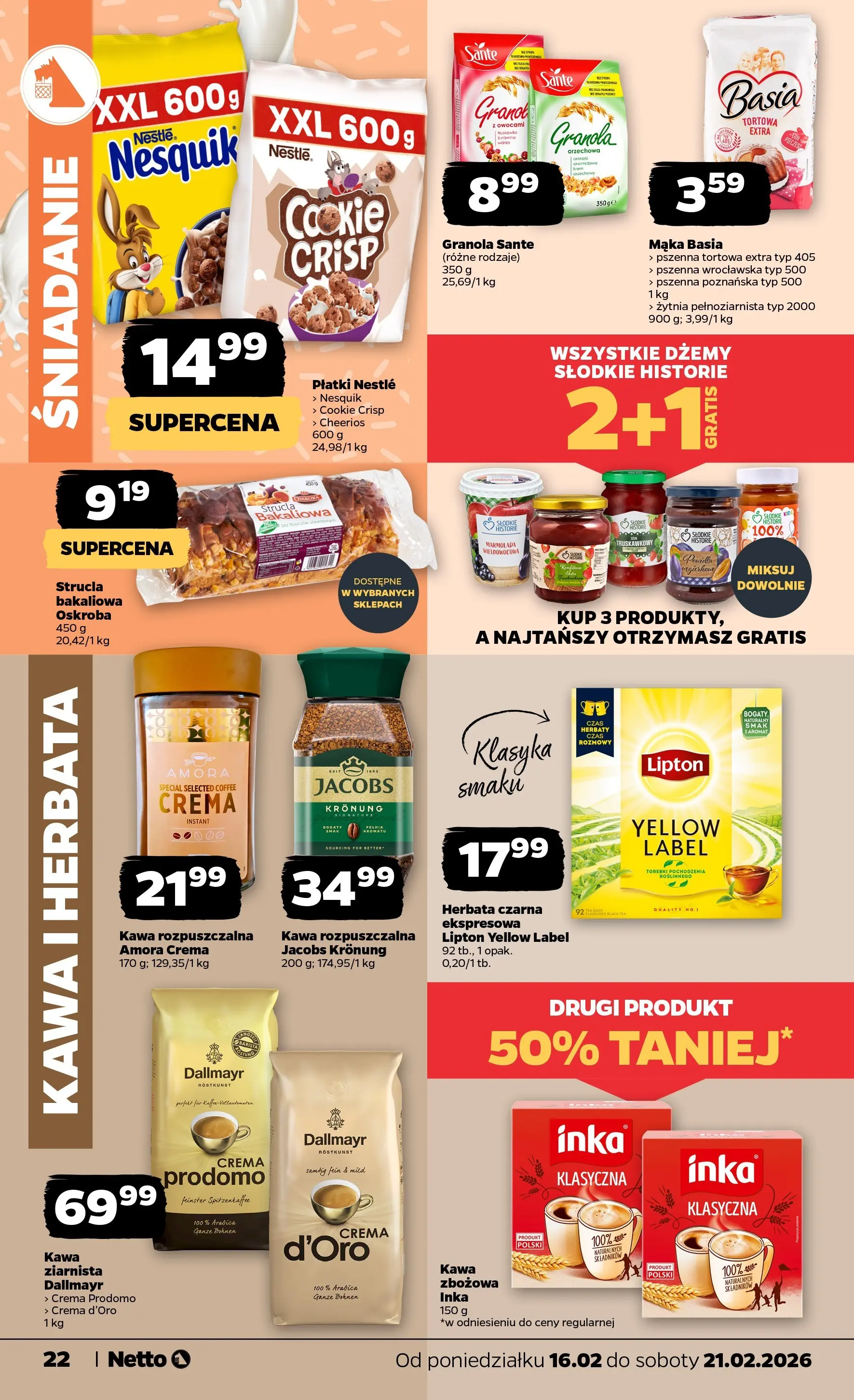 Netto - NETTO T08A ważne do 21.02.2026 od 15.02.2026 - Aktualne promocje | Strona: 22 | Produkty: Granola, Powidła, Kawa, Herbata