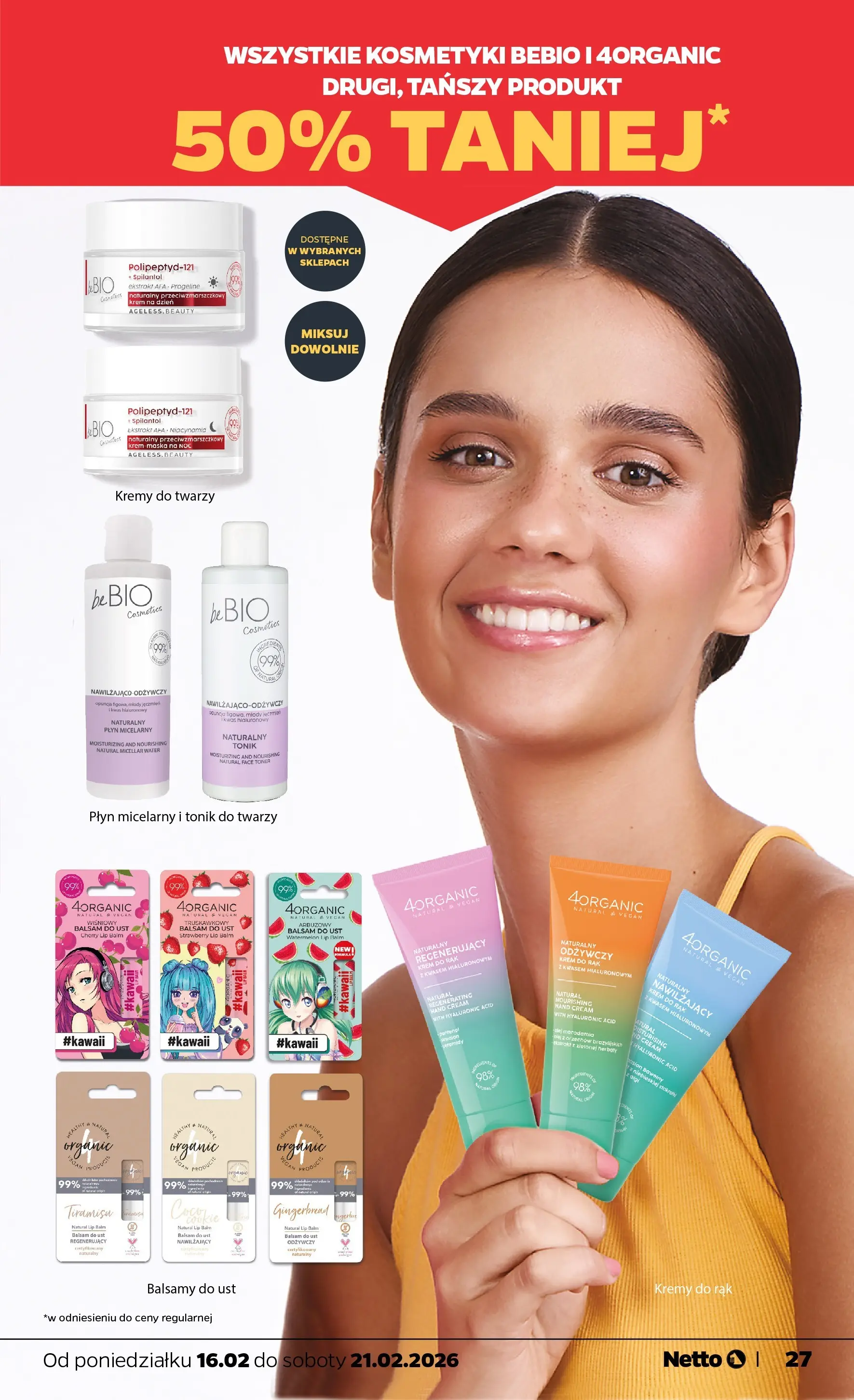 Netto - NETTO T08A ważne do 21.02.2026 od 15.02.2026 - Aktualne promocje | Strona: 27 | Produkty: Toner, Kosmetyki, Krem do rąk, Tonik do twarzy