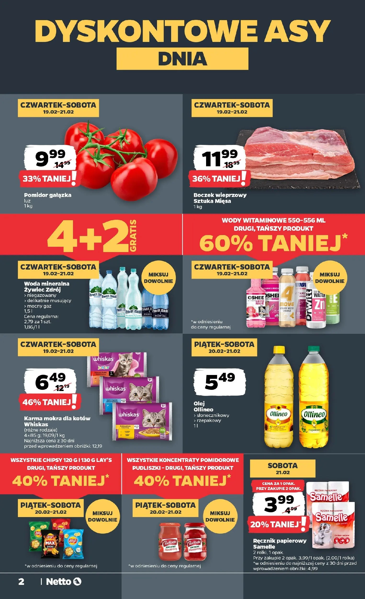 Netto - NETTO T08B ważne do 21.02.2026 od 18.02.2026 - Aktualne promocje | Strona: 2 | Produkty: Chipsy, Boczek wieprzowy, Boczek, Olej