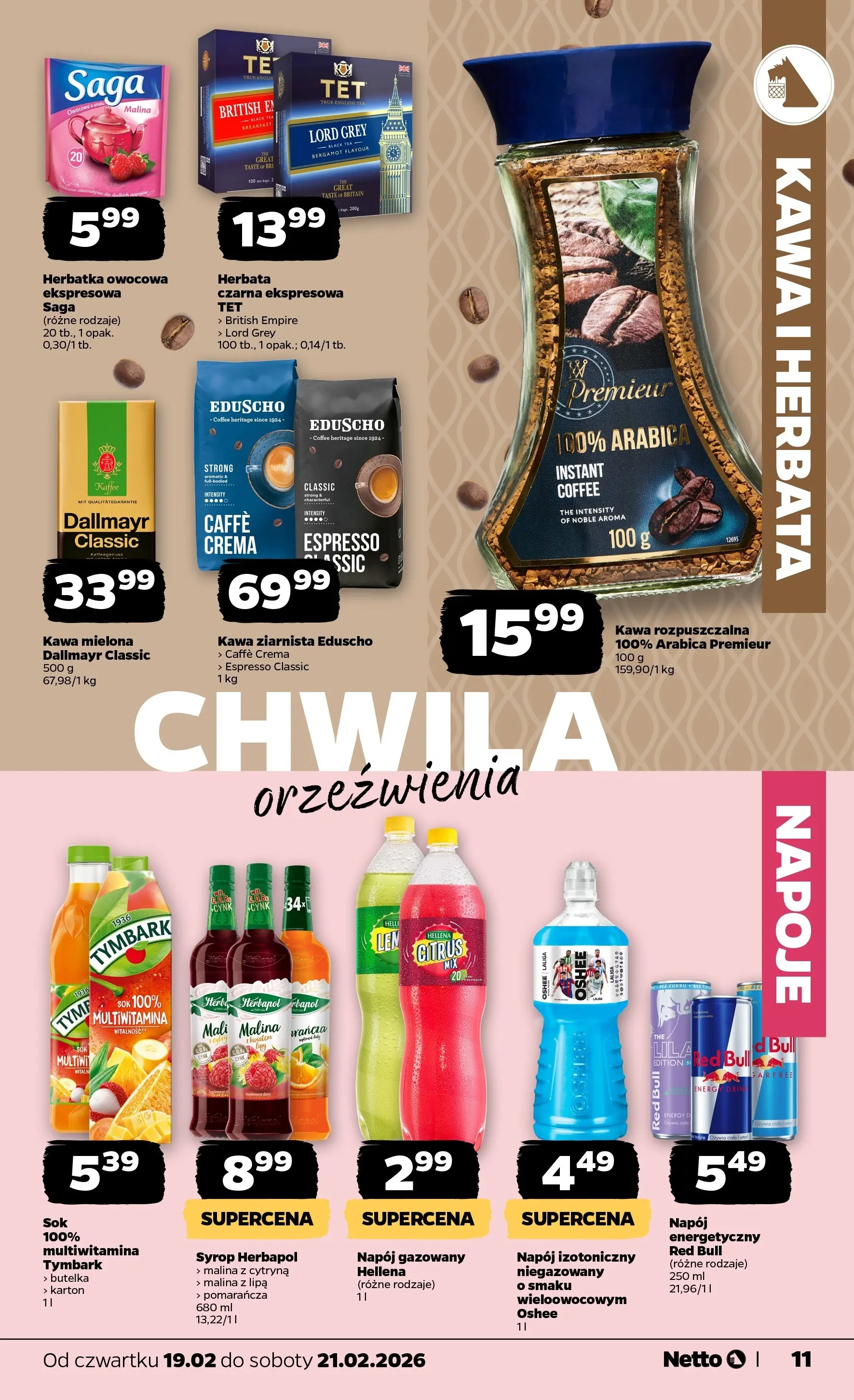 Netto - NETTO T08B ważne do 21.02.2026 od 18.02.2026 - Aktualne promocje | Strona: 11 | Produkty: Cytryna, Syrop, Sok, Herbata