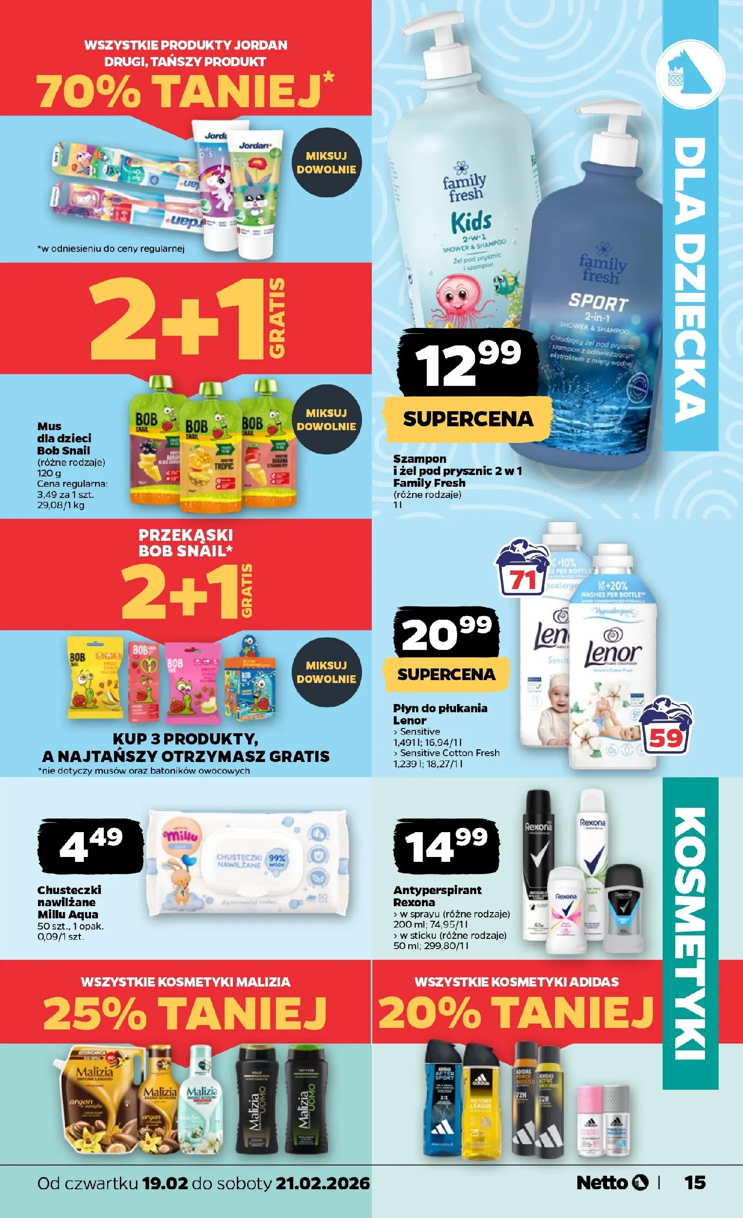 Netto - NETTO T08B ważne do 21.02.2026 od 18.02.2026 - Aktualne promocje | Strona: 15 | Produkty: Kosmetyki, Szampon, Płyn do płukania Lenor, Antyperspirant
