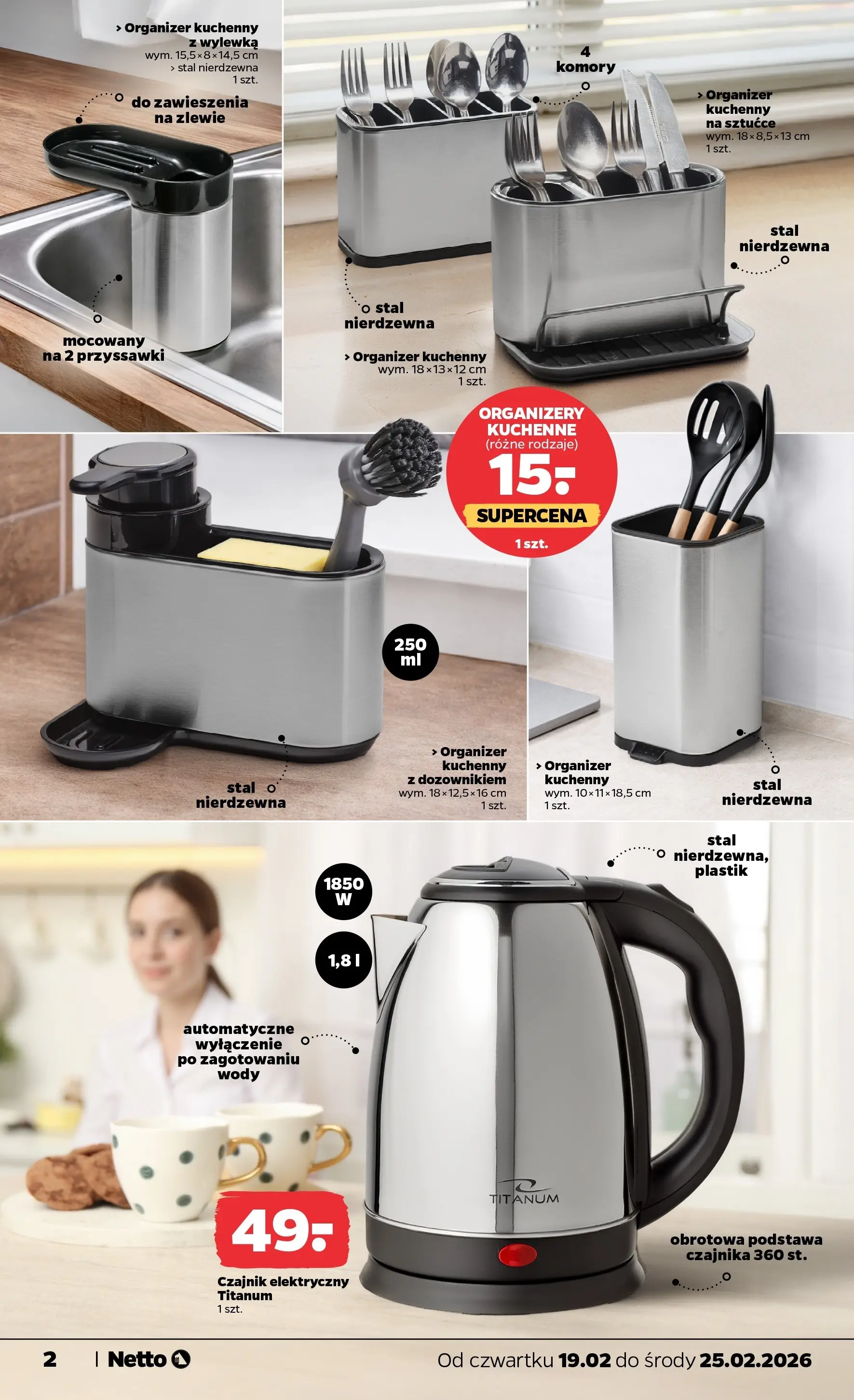 Netto - NETTO T08B ważne do 21.02.2026 od 18.02.2026 - Aktualne promocje | Strona: 23 | Produkty: Czajnik, Sztućce