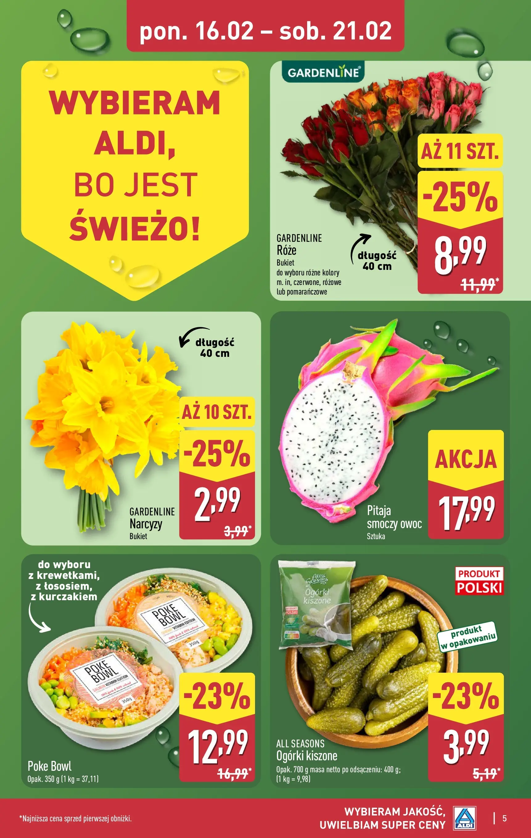 Aldi Gazetka od 16.02.2026 - Ulotka PDF, promocje | Strona: 5 | Produkty: Smoczy owoc, Pitaja, Ogórki