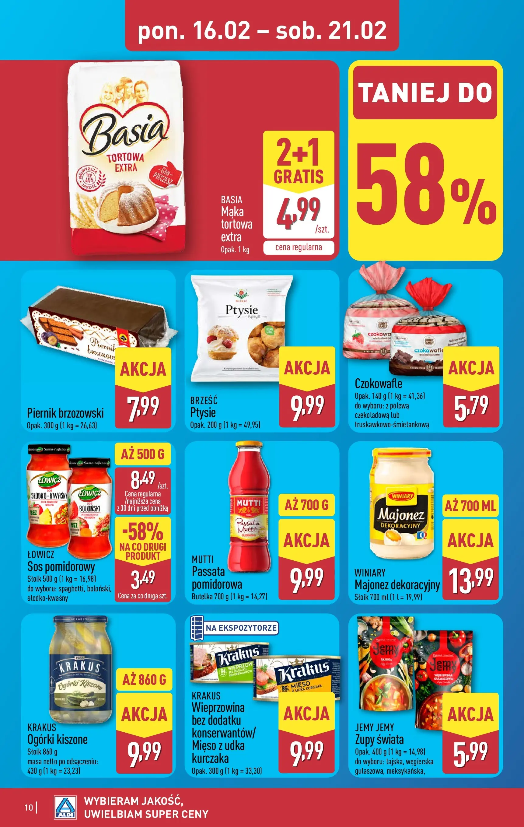 Aldi Gazetka od 16.02.2026 - Ulotka PDF, promocje | Strona: 10 | Produkty: Piernik, Wieprzowina, Ogórki, Sos
