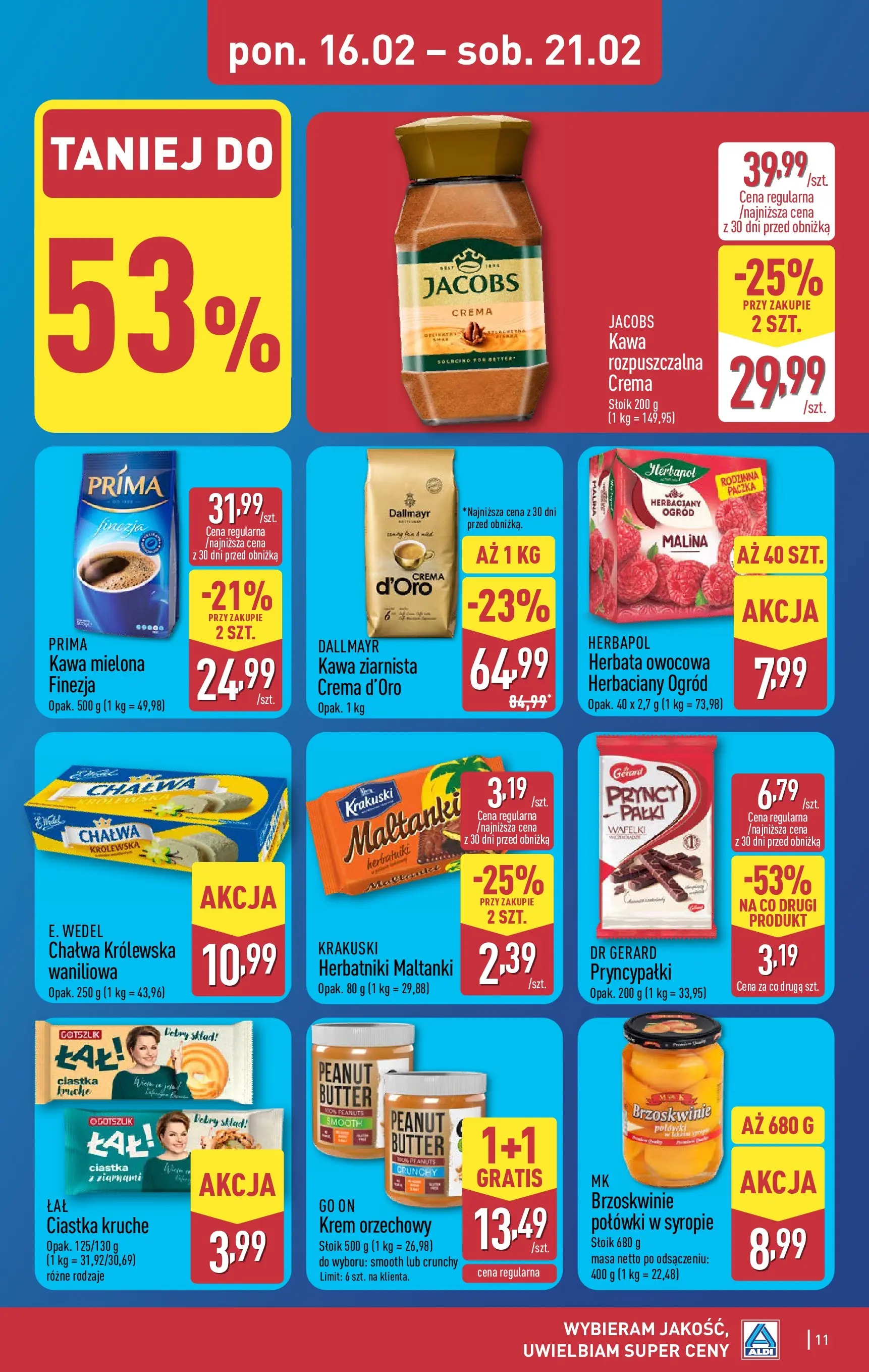 Aldi Gazetka od 16.02.2026 - Ulotka PDF, promocje | Strona: 11 | Produkty: Malina, Krem orzechowy, Kawa, Ciastka
