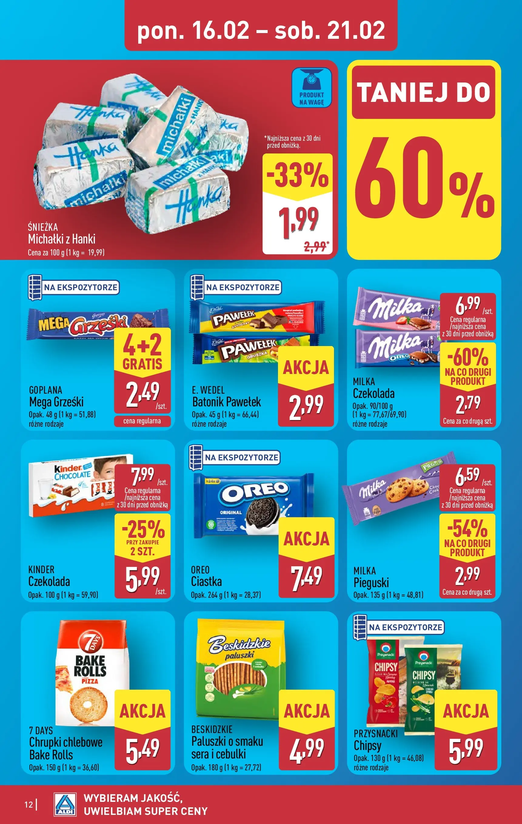 Aldi Gazetka od 16.02.2026 - Ulotka PDF, promocje | Strona: 12 | Produkty: Chipsy, Chrupki, Paluszki, Czekolada