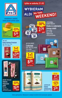 Pogląd oferty "Aldi Gazetka - Tylko w sobotę" - ważna od 21.02.2026 Pogląd oferty "Aldi Gazetka - Tylko w sobotę" - ważna od 21.02.2026