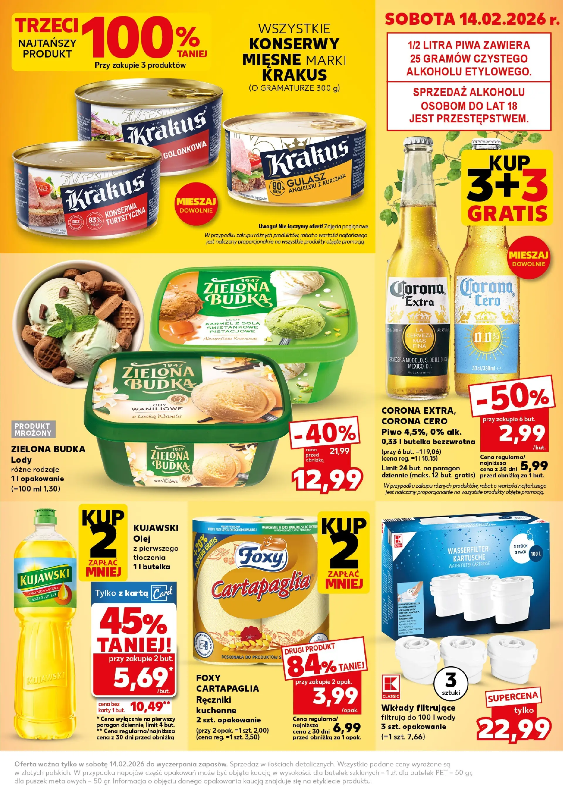 Kaufland gazetka - Super Sobota od 14.02.2026 - od jutra PDF | Strona: 3 | Produkty: Karta, Olej, Gulasz, Lody