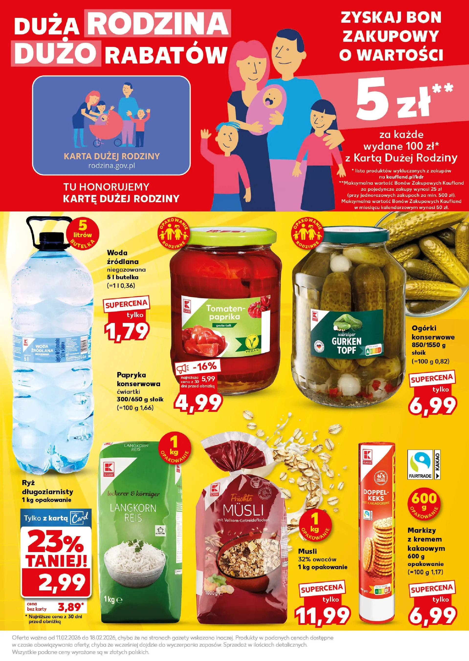Kaufland gazetka - Super Sobota od 14.02.2026 - od jutra PDF | Strona: 11 | Produkty: Karta, Kakao, Woda źródlana, Musli
