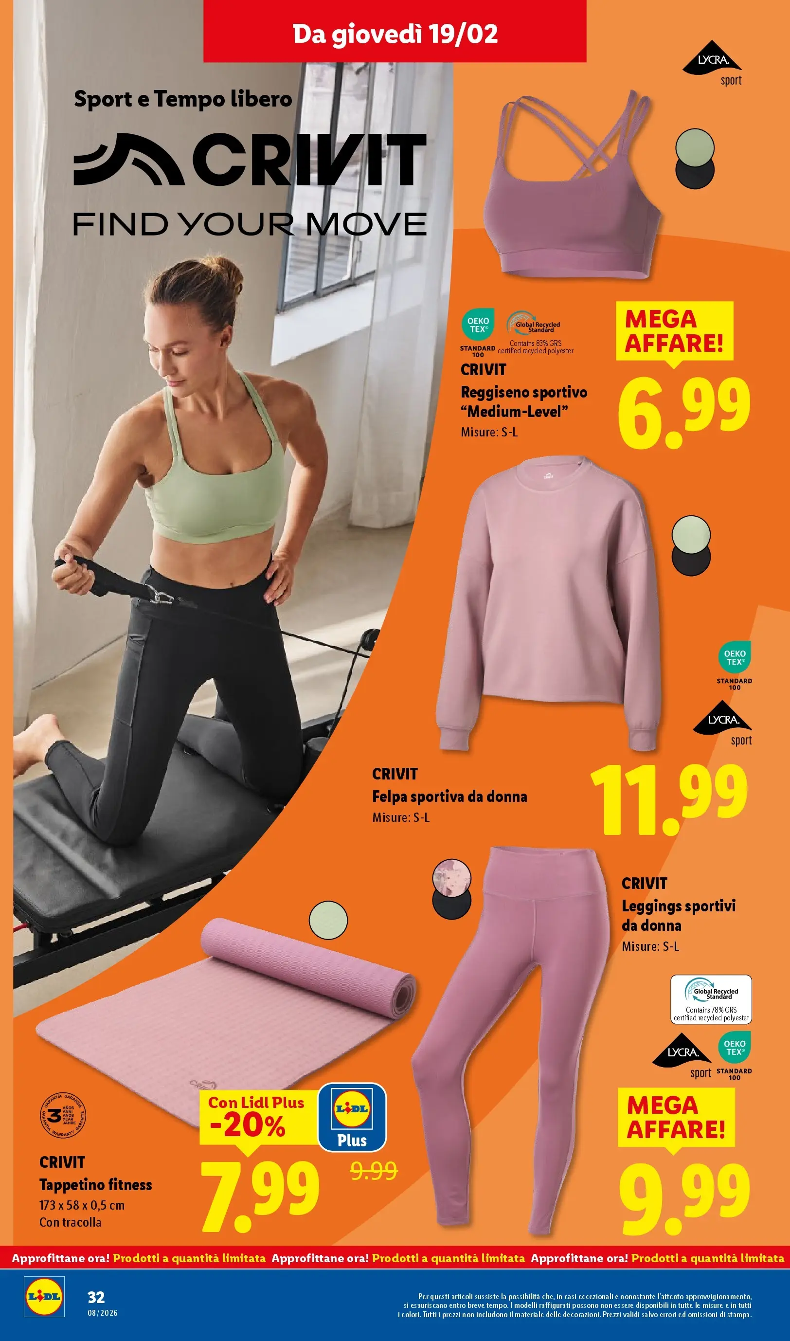 LIDL volantino della prossima settimana dal ﻿12/02/2026﻿ 📣 | Pagina: 38 | Prodotti: Felpa, Reggiseno, Leggings