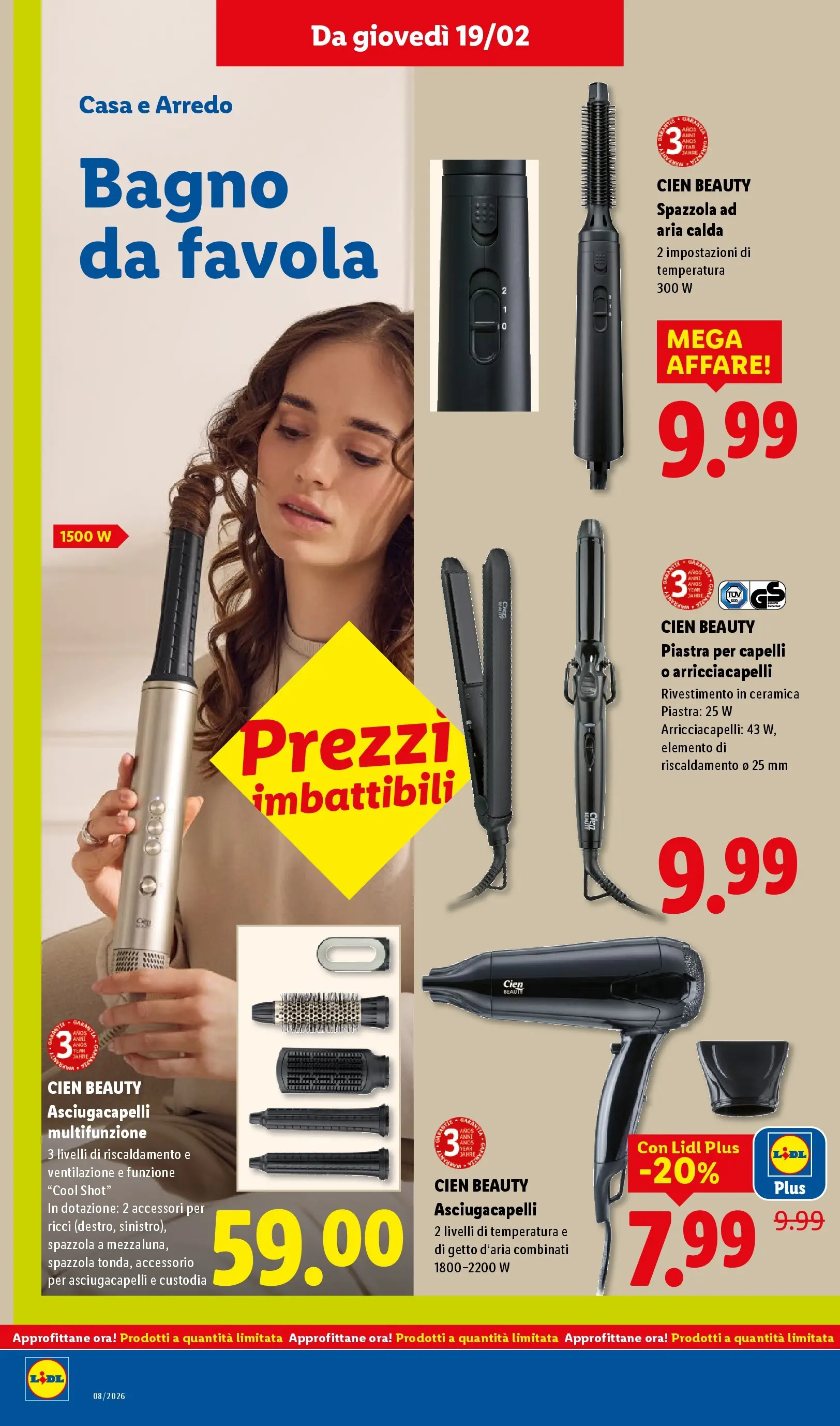 LIDL volantino della prossima settimana dal ﻿12/02/2026﻿ 📣 | Pagina: 46 | Prodotti: Spazzola, Arricciacapelli, Asciugacapelli, Bagno