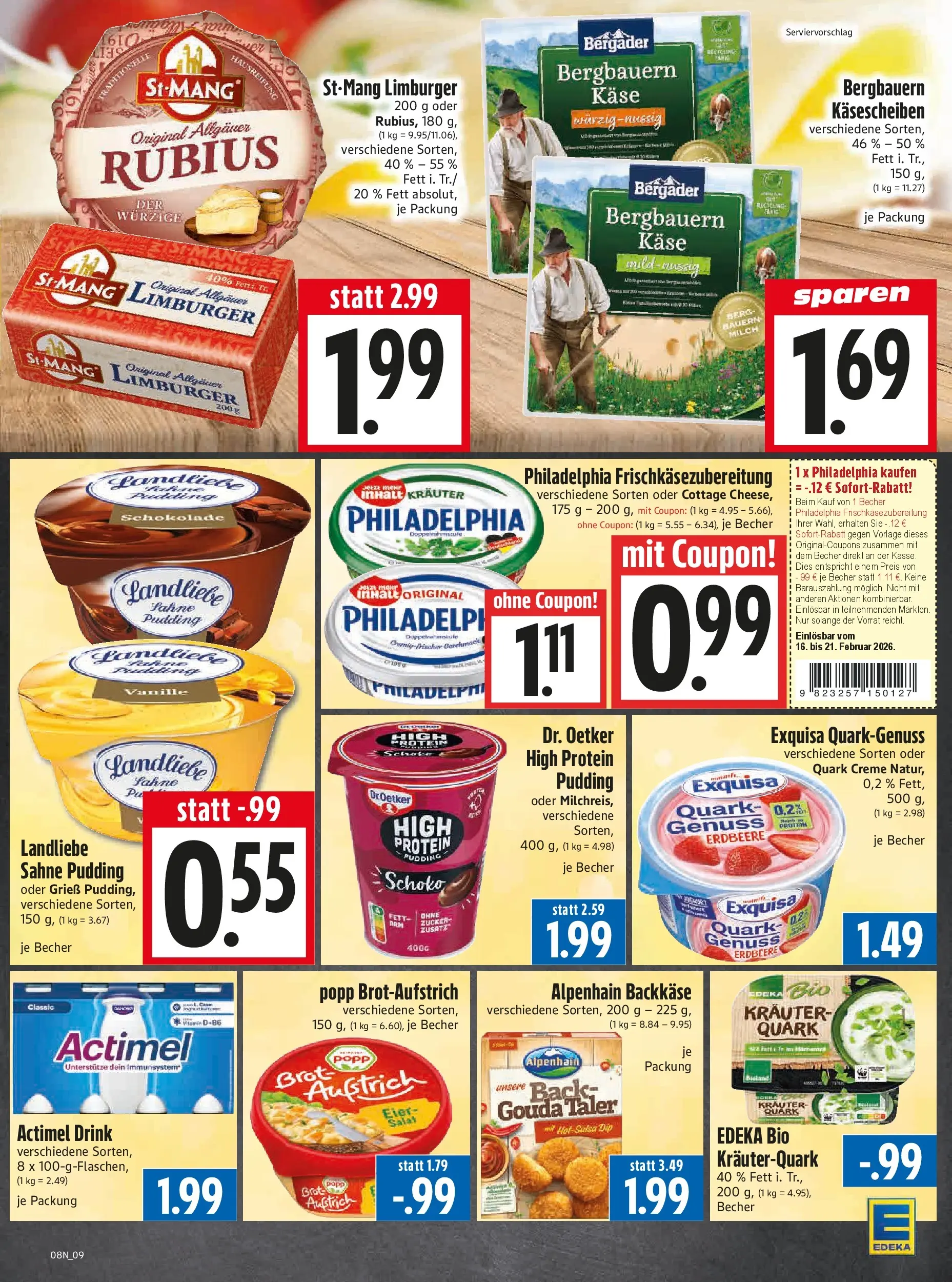 Angebote - Edeka Hahner: Wochenangebote (ab 15.02.2026) zum Blättern | Seite: 11 | Produkte: Quark, Milch, Zucker, Brot
