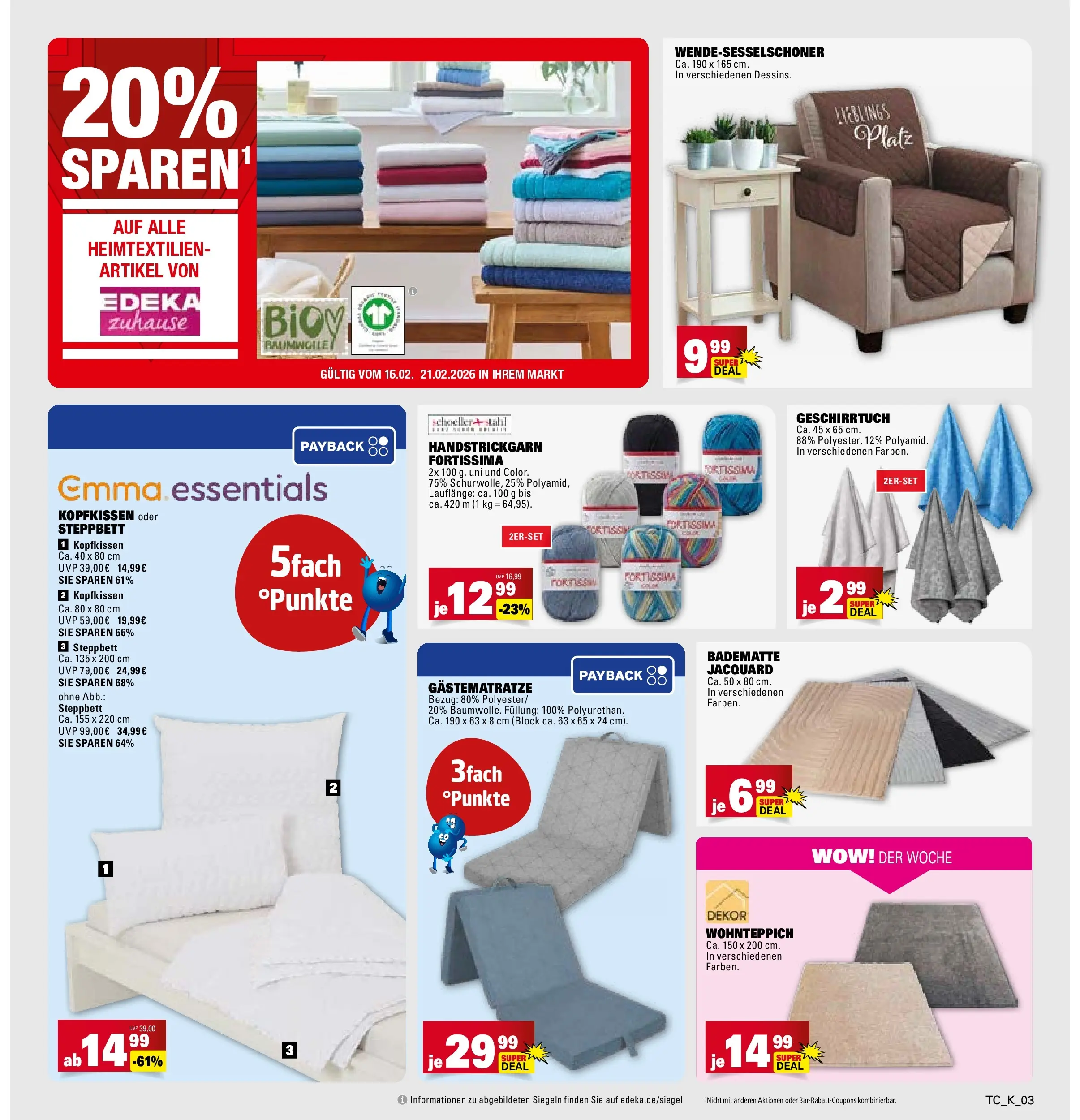 Marktkauf - Marktkauf: Wochenangebote (ab 16.02.2026) » Angebote online | Seite: 27 | Produkte: Kopfkissen