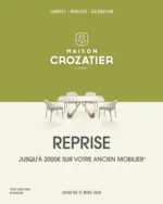 Crozatier En ce moment chez Maison Crozatier, profitez d&rsquo;une reprise jusqu&rsquo;&agrave; 2 000 &euro;* sur vos anciens meubles. - au 31.03.2026