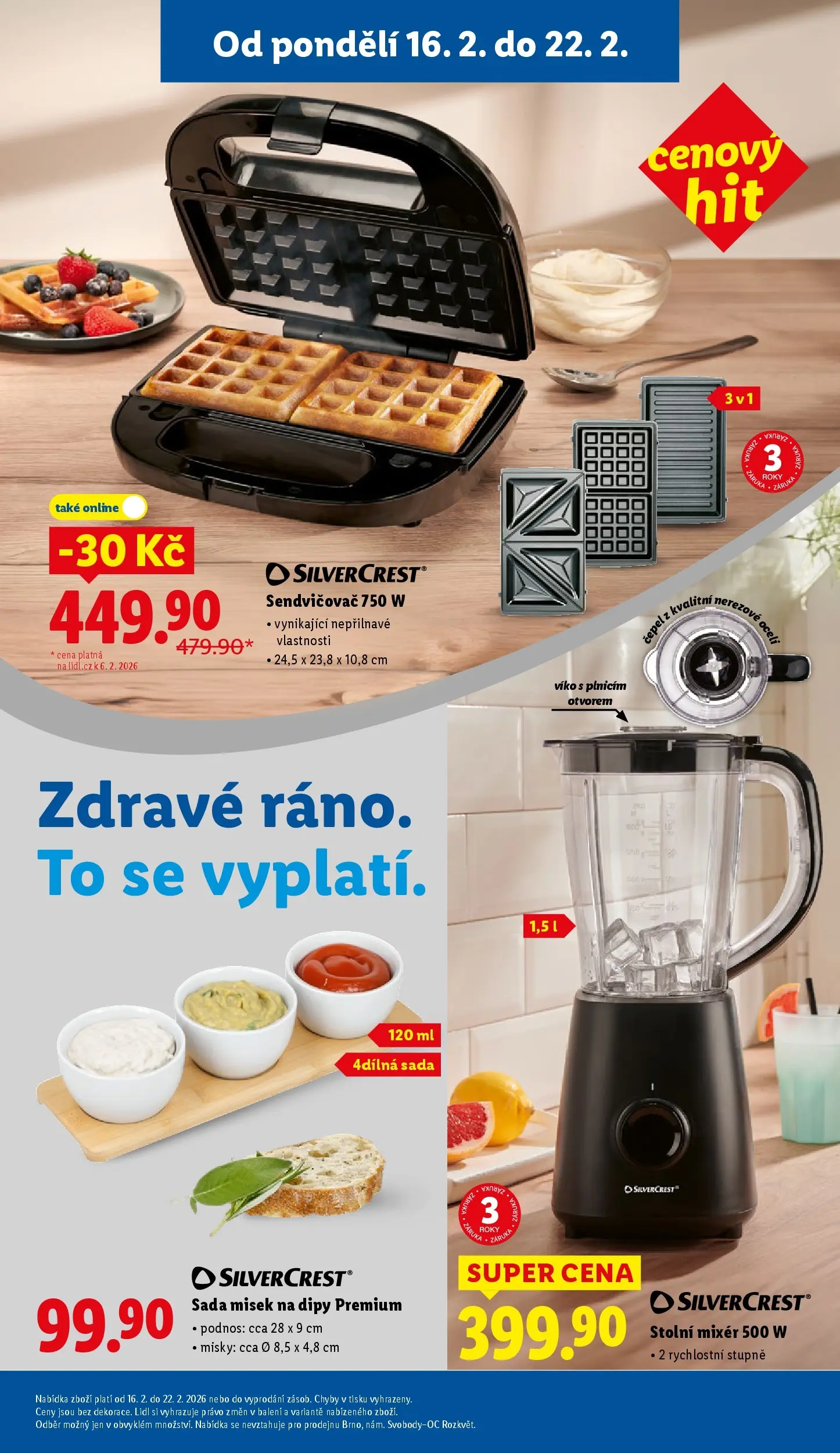 Lidl leták od 15.02.2026 - Nový akční leták | Strana: 33 | Produkty: Podnos, Mixér, Sendvičovač, Stolní mixér
