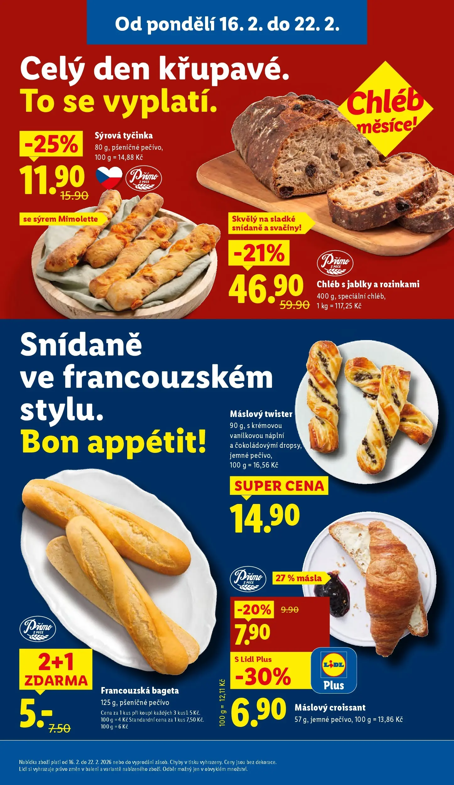 Lidl leták od 15.02.2026 - Nový akční leták | Strana: 9 | Produkty: Chléb, Pečivo, Croissant, Bageta
