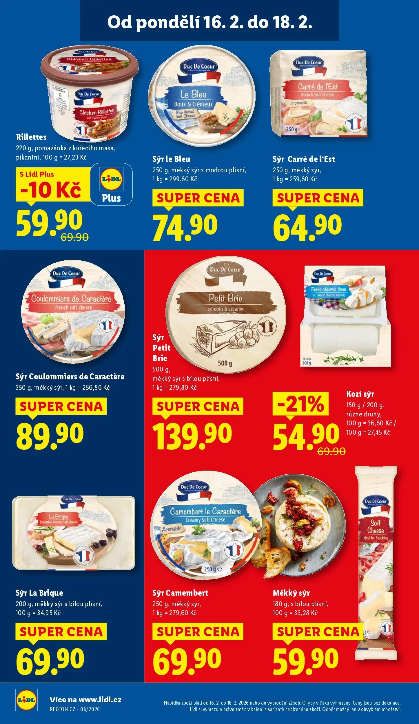Lidl leták od 15.02.2026 - Nový akční leták | Strana: 14 | Produkty: Sýr, Pomazánka, Brie, Camembert