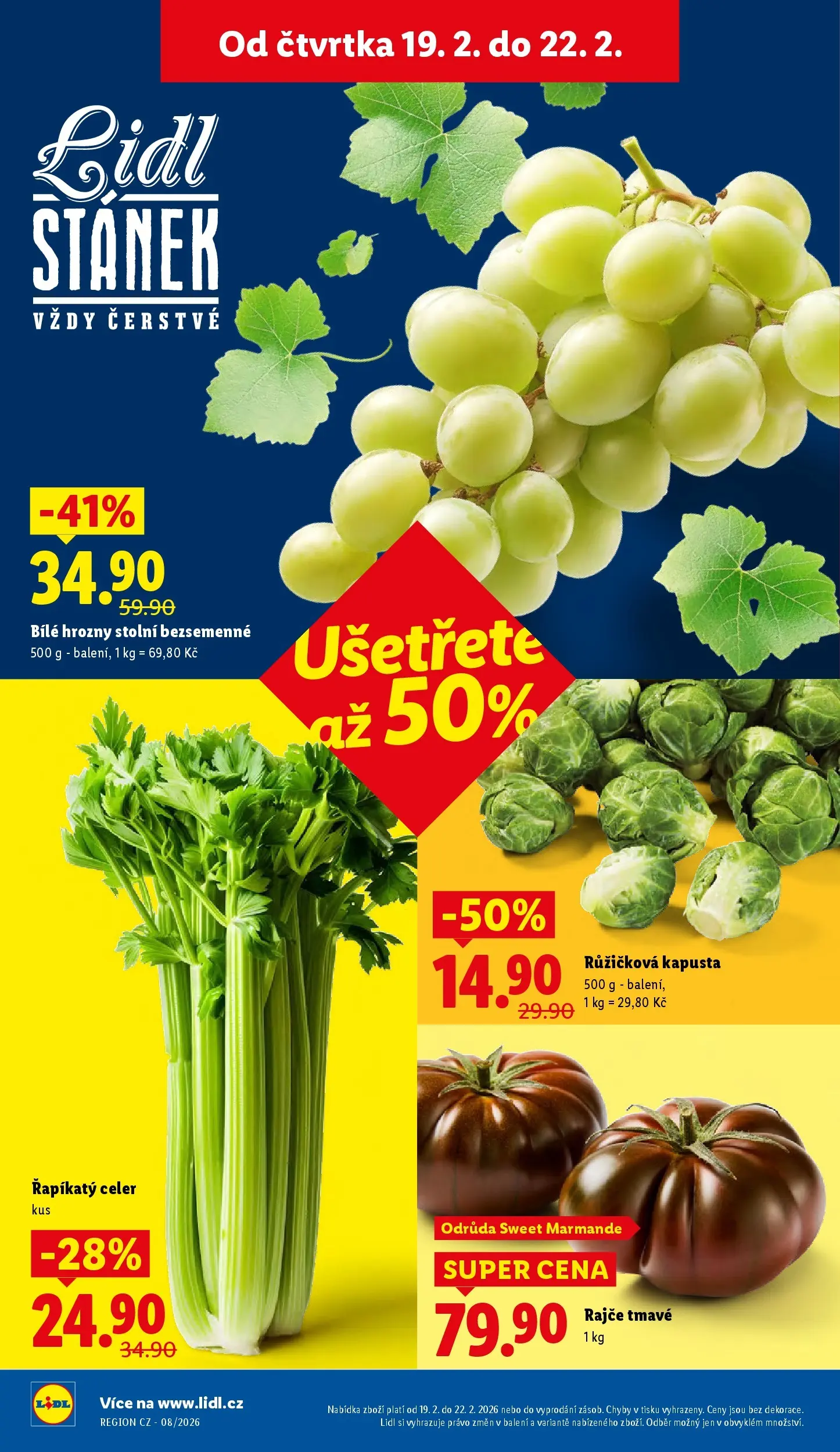 Lidl leták od 18.02.2026 - Nový akční leták | Strana: 8 | Produkty: Růžičková kapusta, Řapíkatý celer, Bílé hrozny, Celer