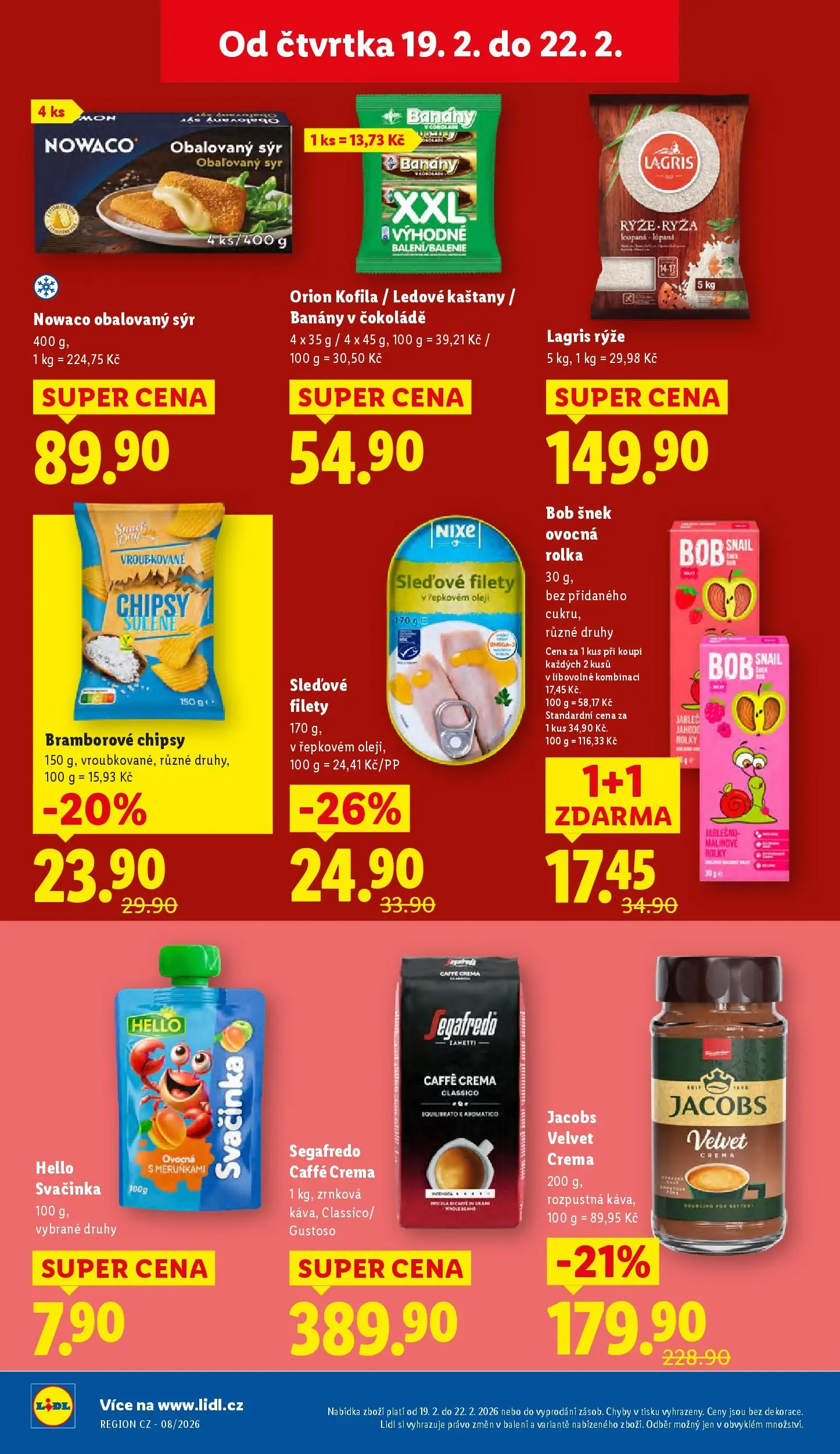 Lidl leták od 18.02.2026 - Nový akční leták | Strana: 16 | Produkty: Sýr, Rozpustná káva, Segafredo, Caffè crema