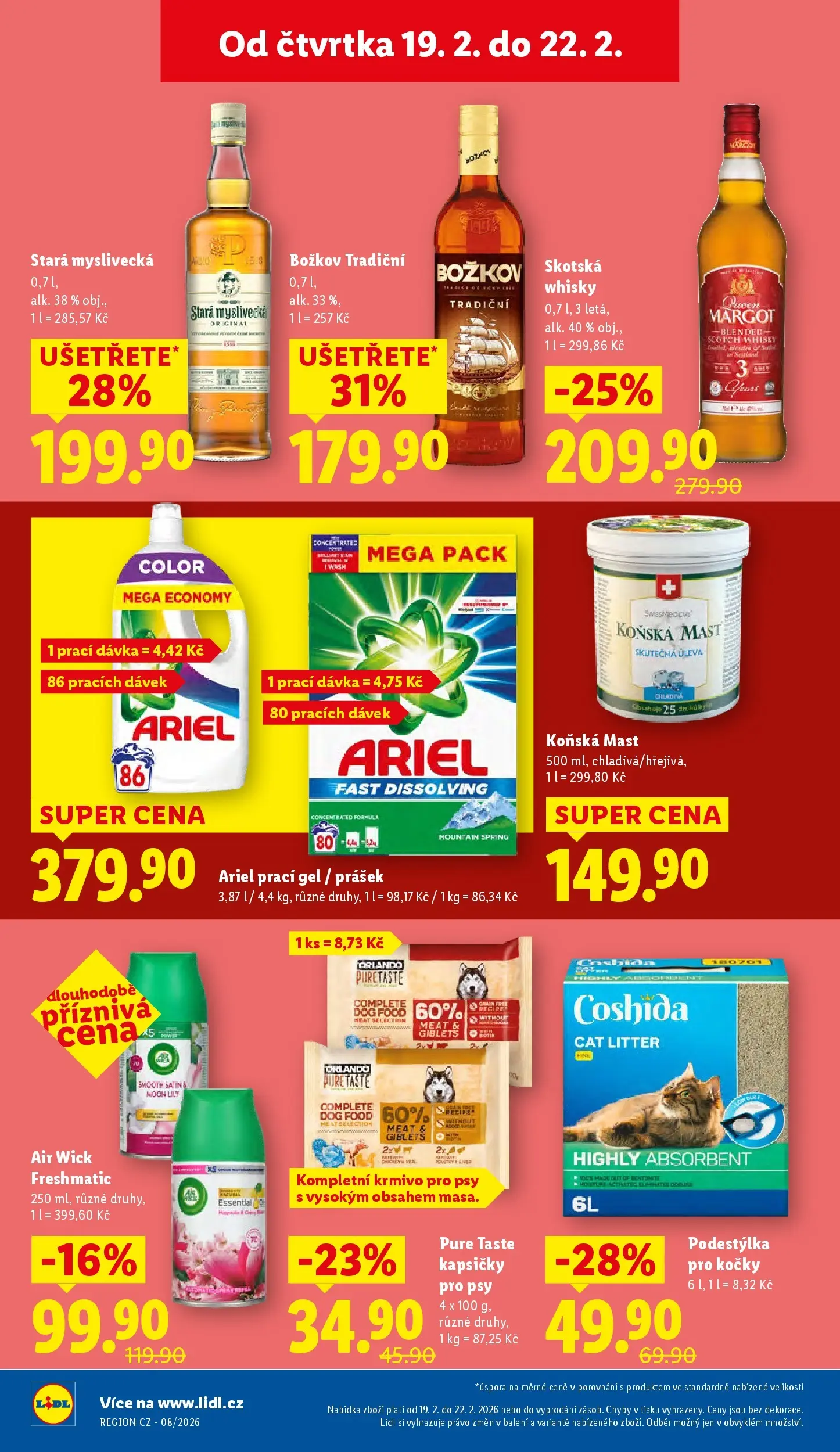 Lidl leták od 18.02.2026 - Nový akční leták | Strana: 20 | Produkty: Prací gel, Whisky, Ariel, Božkov