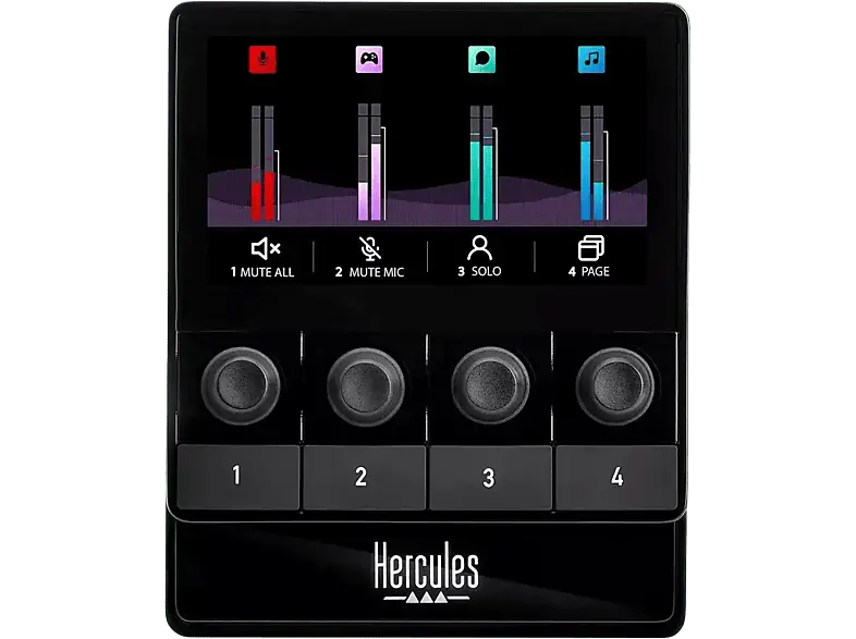 Hercules Hercules Stream 100 Starter Kit, 4 Encoder, 4 Aktionstasten, Schwarz; Game Capture