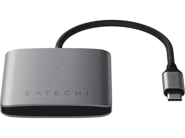 SATECHI ST-H4CPDM USB-C-Hub mit 4 Anschl&uuml;ssen und Power Delivery, Space Grau