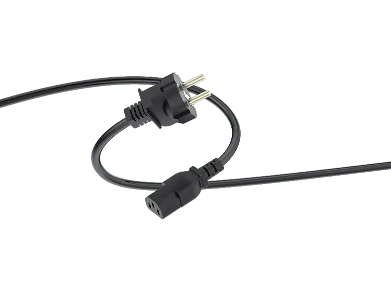 ISY ICP-5002 Schuko-Netzkabel, 3-polig, 1.5 Meter, Schwarz