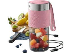 WMF K&Uuml;CHENminis Mix on the go, Wiederaufladbarer Akku Smoothie-Mixer (Pink, 300 ml)