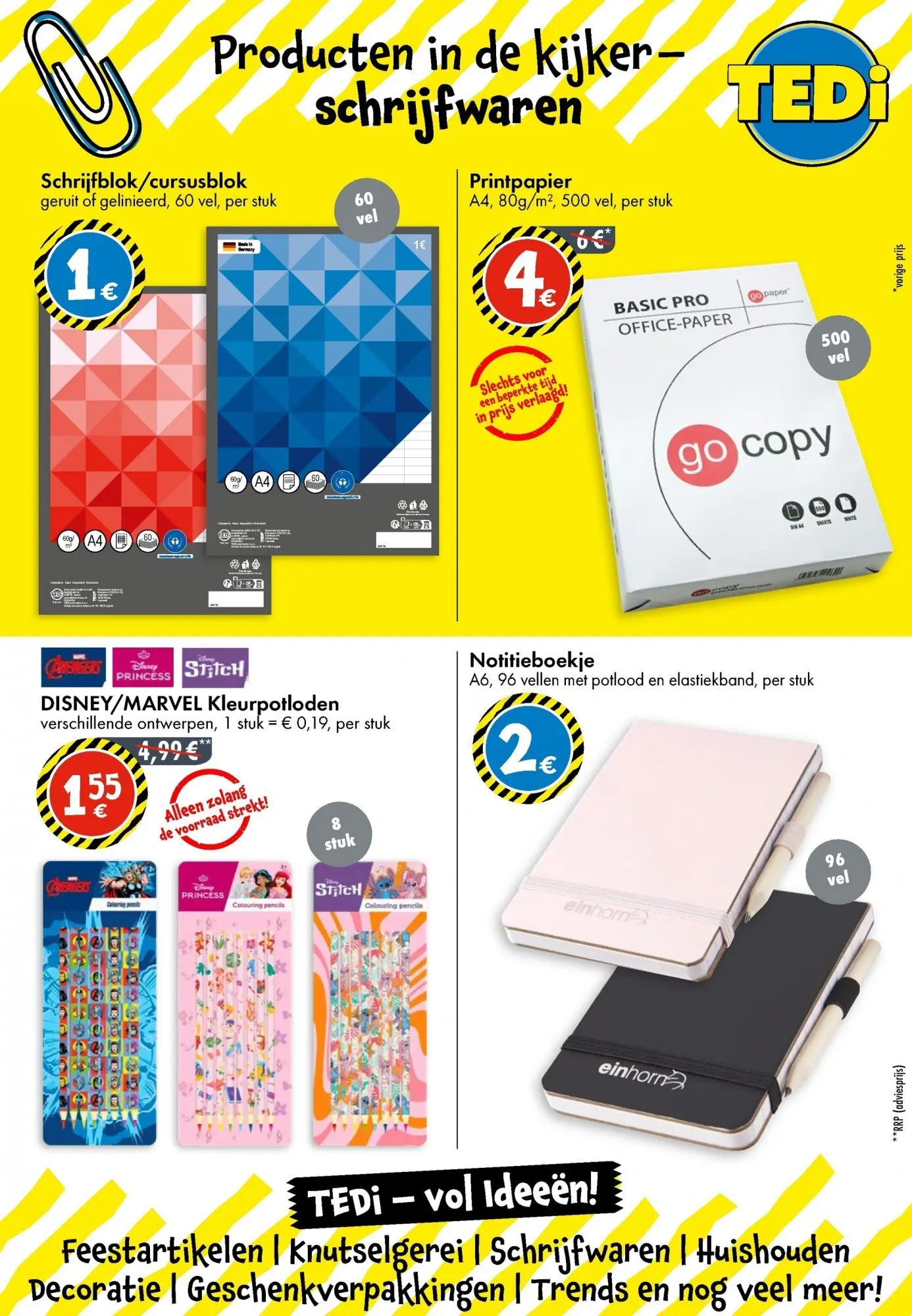 TEDi folder vanaf 15/02/2026 | Pagina: 6 | Producten: Notitieboekje, Potlood, Kleurpotloden, Feestartikelen