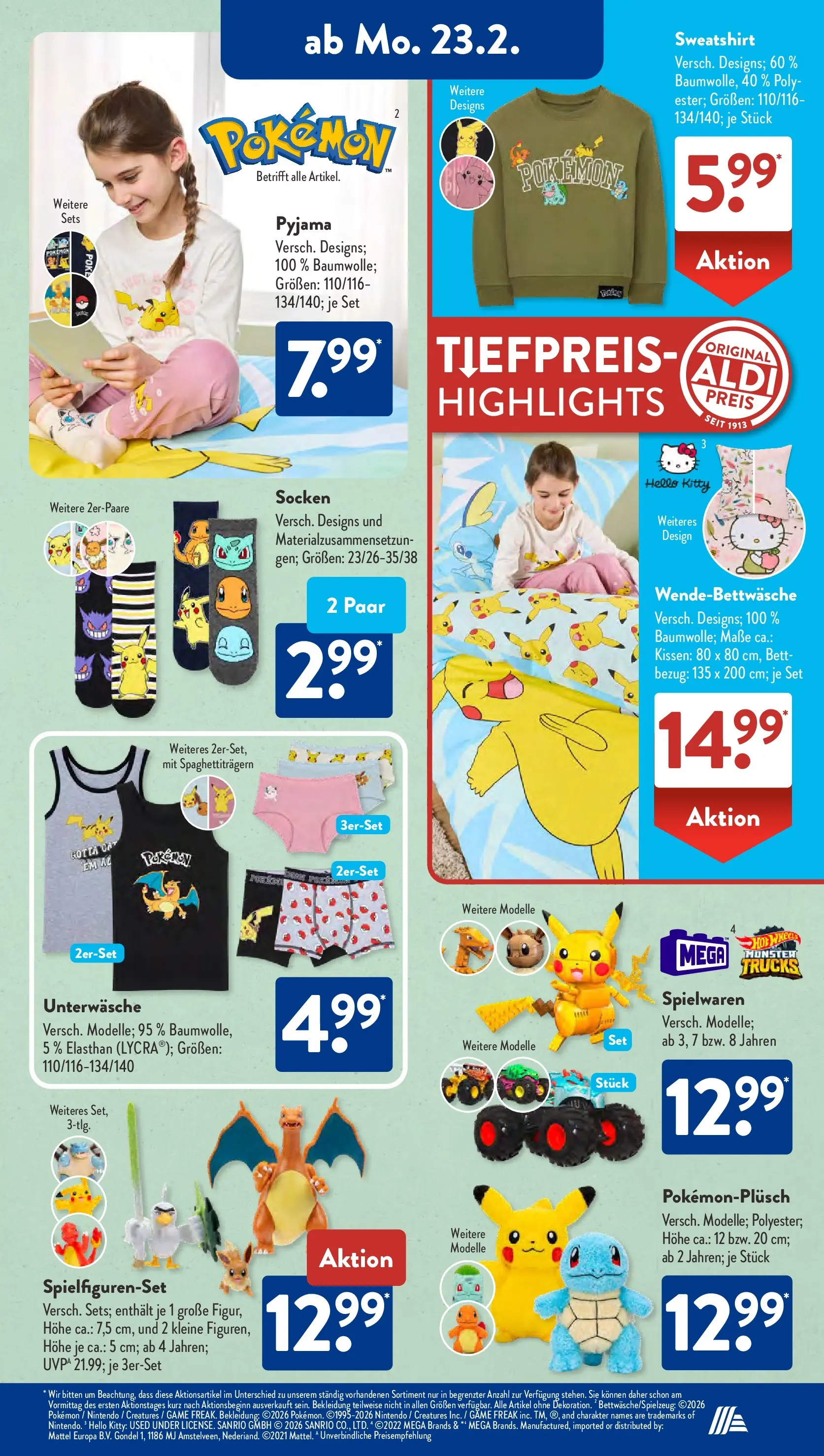 Aldi Süd Wochenangebote (ab 23.02.2026) zum Blättern | Seite: 11 | Produkte: Sweatshirt, Bekleidung, Socken, Pyjama
