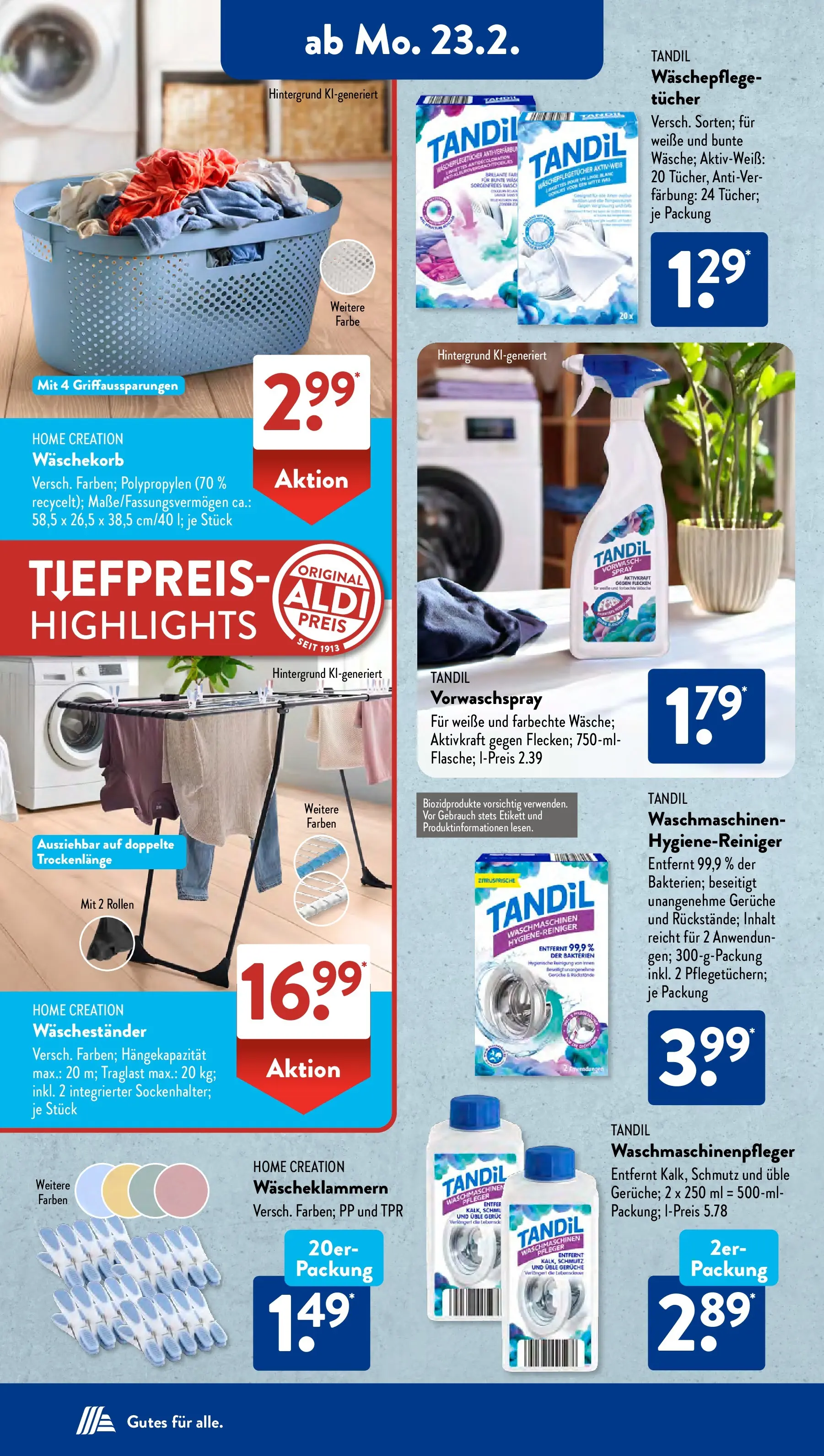 Aldi Süd Wochenangebote (ab 23.02.2026) zum Blättern | Seite: 12 | Produkte: Waschestander, Home creation