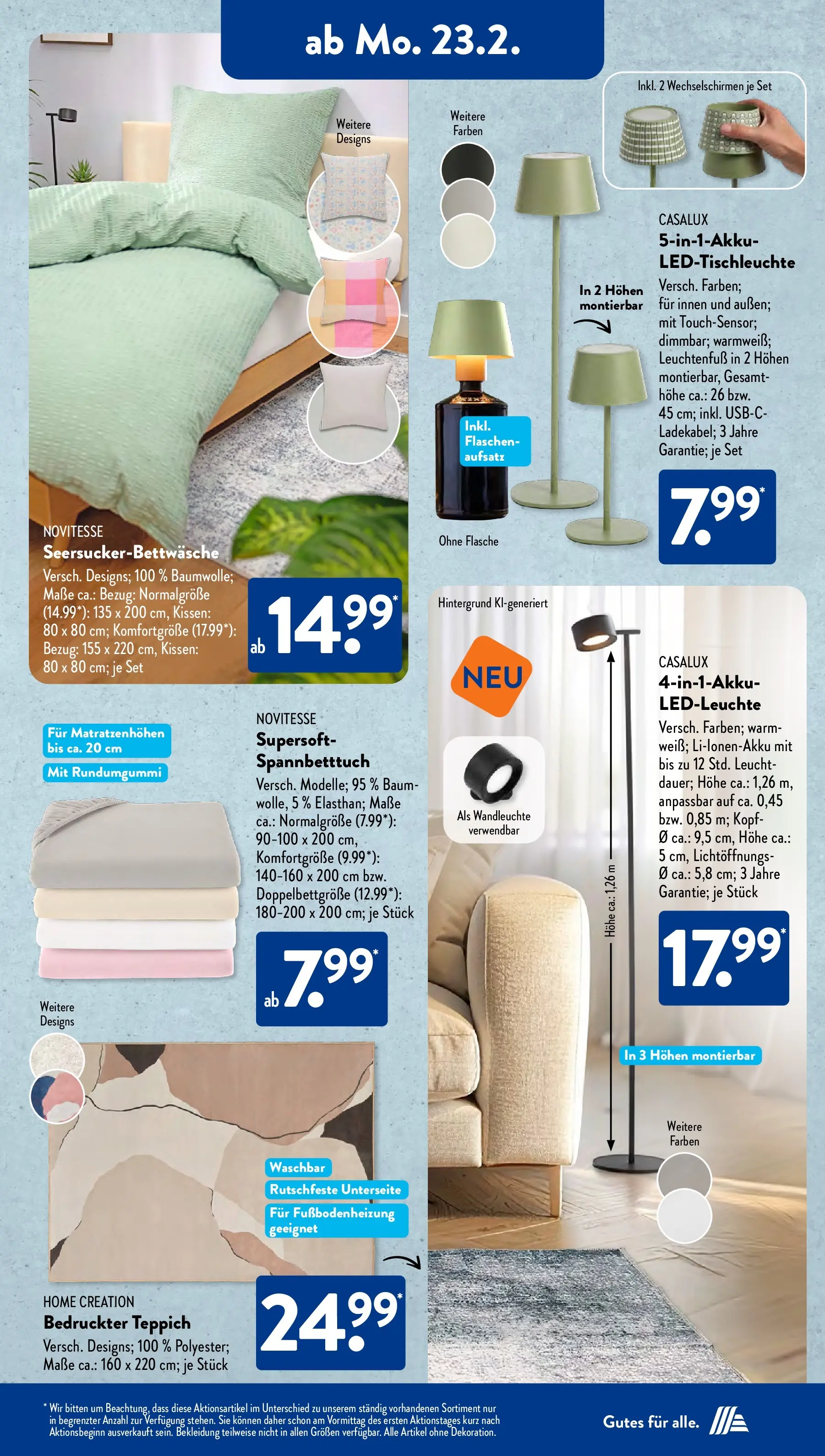Aldi Süd Wochenangebote (ab 23.02.2026) zum Blättern | Seite: 15 | Produkte: Kissen, Teppich, Bekleidung, Home creation