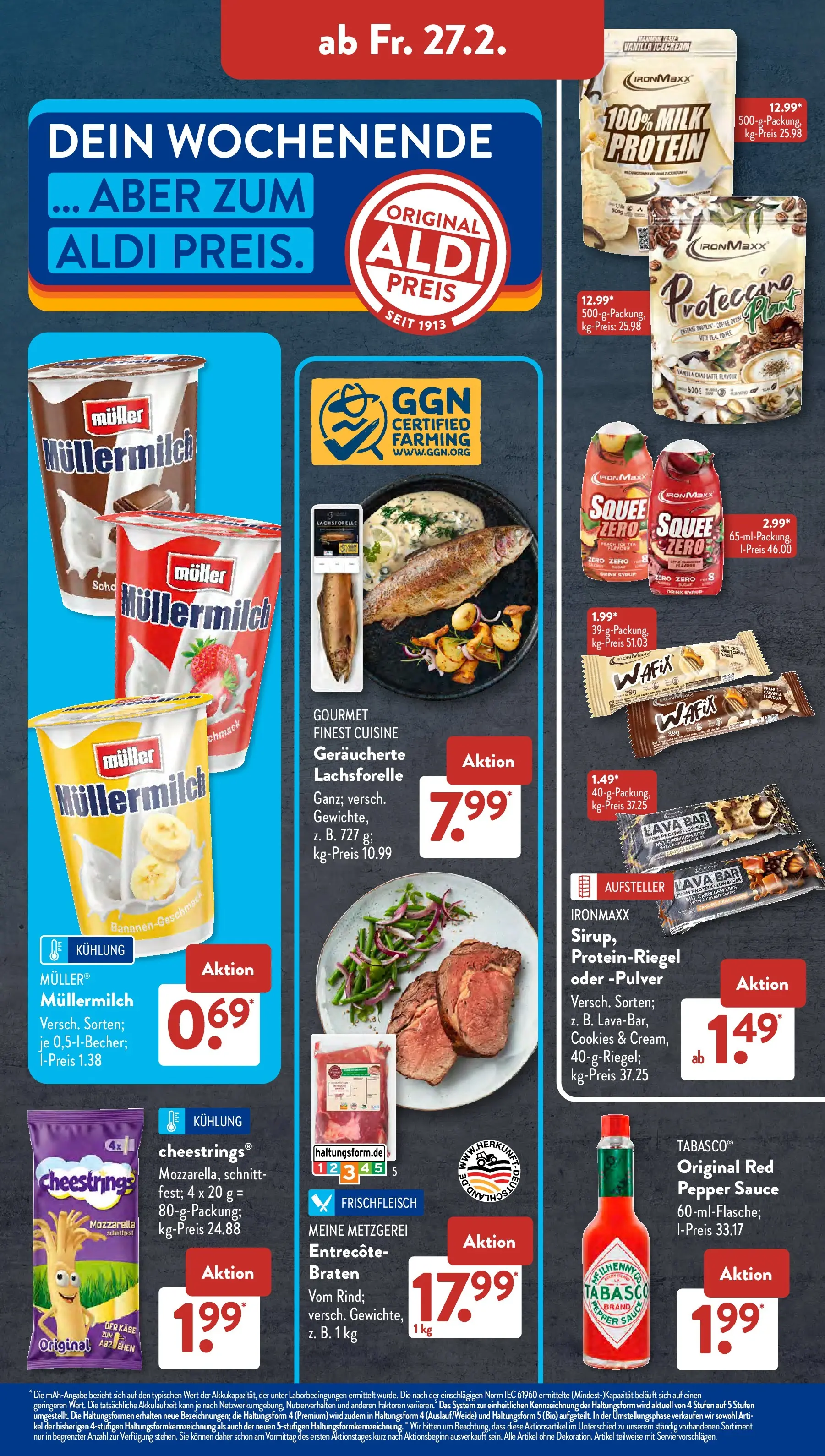 Aldi Süd Wochenangebote (ab 23.02.2026) zum Blättern | Seite: 21 | Produkte: Käse, Mozzarella, Entrecote, Müllermilch
